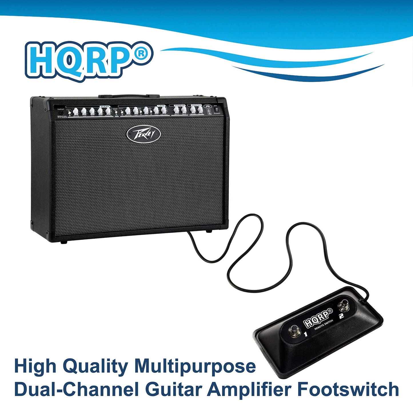 HQRP Multi-purpose 2-Button Guitar Amp Footswitch compatible with Peavey 03022910 03008010 03330850 Replacement fits TransTube Bandit DeltaBlues Supreme Head Ecoustic 112 Mark VIII amps