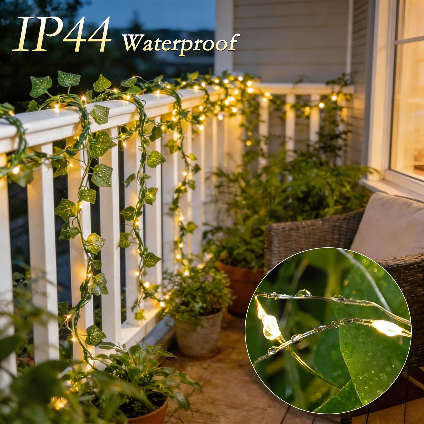 Soagrc Ivy Vines with Fairy Lights, 200 LED Vine Lights with Remote and 8 Lighting Modes, Ivy Curtain Lights for Dorm Wall Wedding Party Garden Decor, 6.6ft x 6.6ft