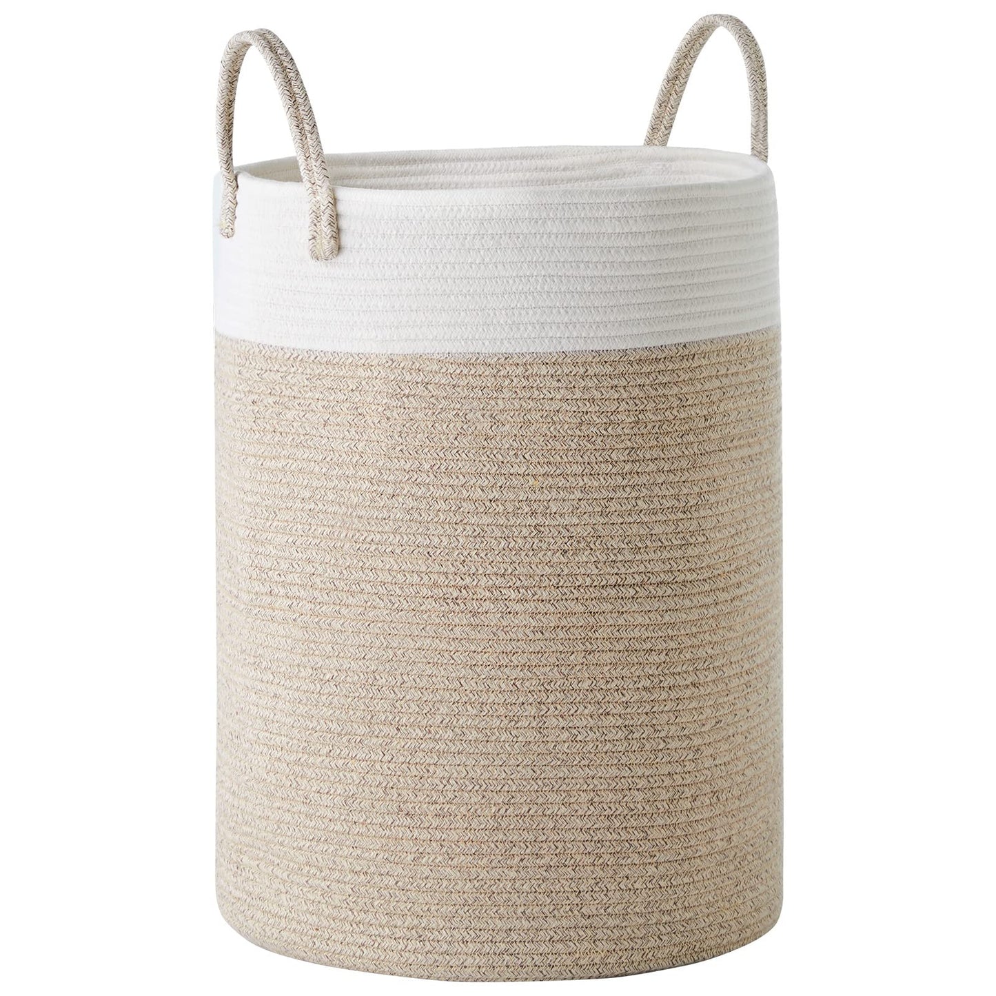 Cotton Rope Laundry Basket by YOUDENOVA, 72L Woven Collapsible Laundry Hamper, Clothes Hamper with Reinforced Handles in the Laundry Room, Bedroom, Bathroom, Brown