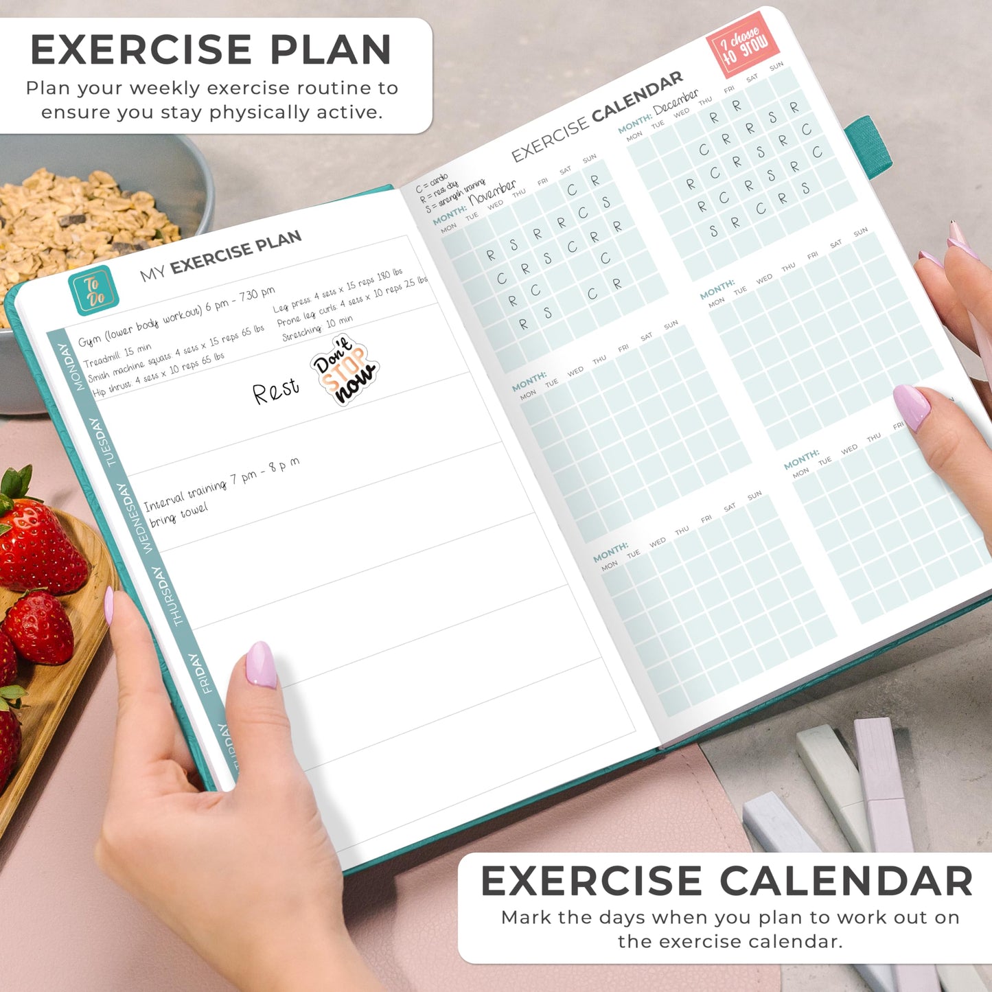 Clever Fox Weekly Meal Planner - Weekly & Daily Meal Prep Journal with Shopping and Grocery Lists for Menu Planning, Healthy Diet & Weight Loss Tracking, Lasts 1 Year, Undated, A5 - Aquamarine