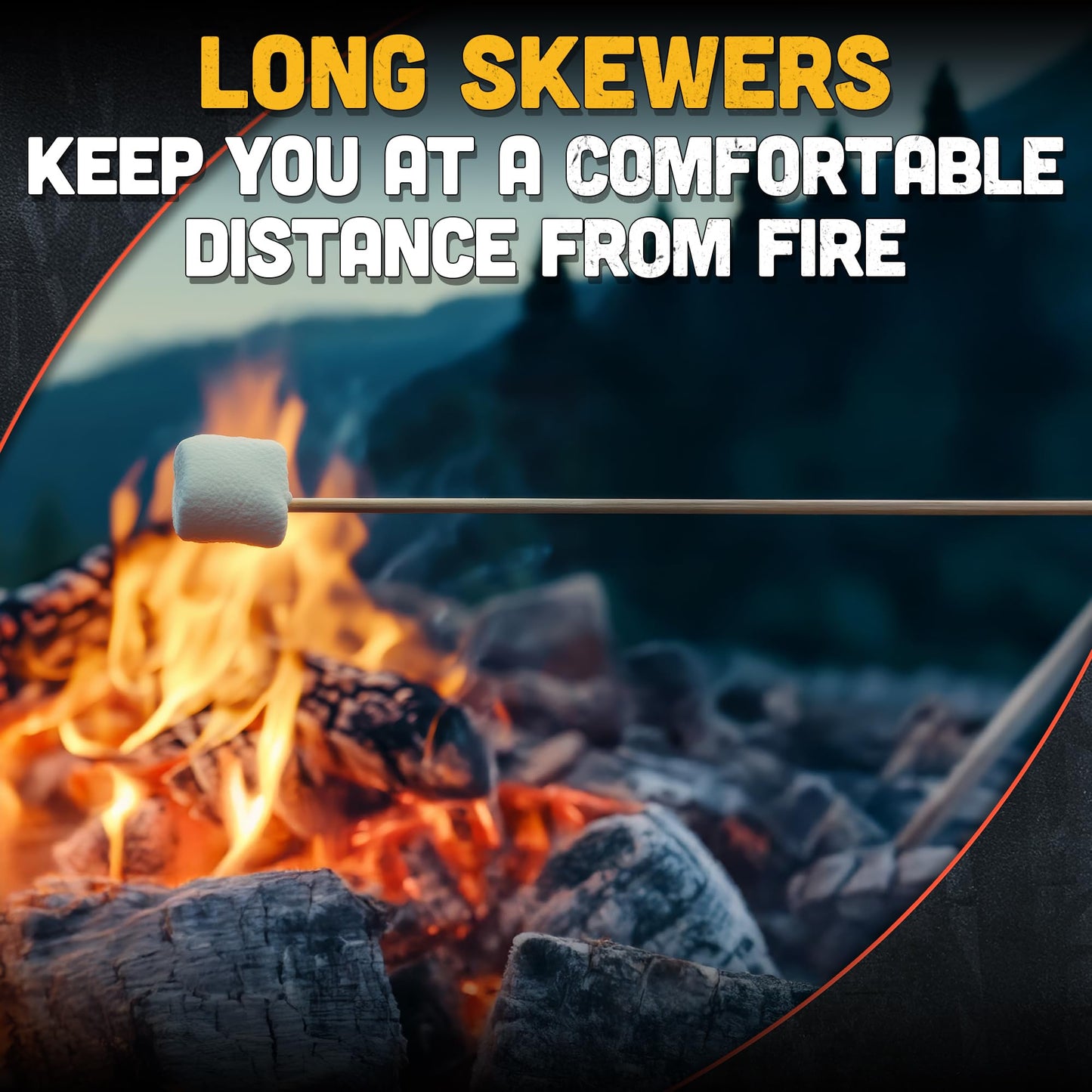 50 Pcs Bamboo Skewers for Grilling – 36 Inch Long Marshmallow Roasting Sticks for Campfire – Smores Sticks for Fire Pit to Making Kabobs, Hot Dog, Fruit, Crafts & Flower Bouquets