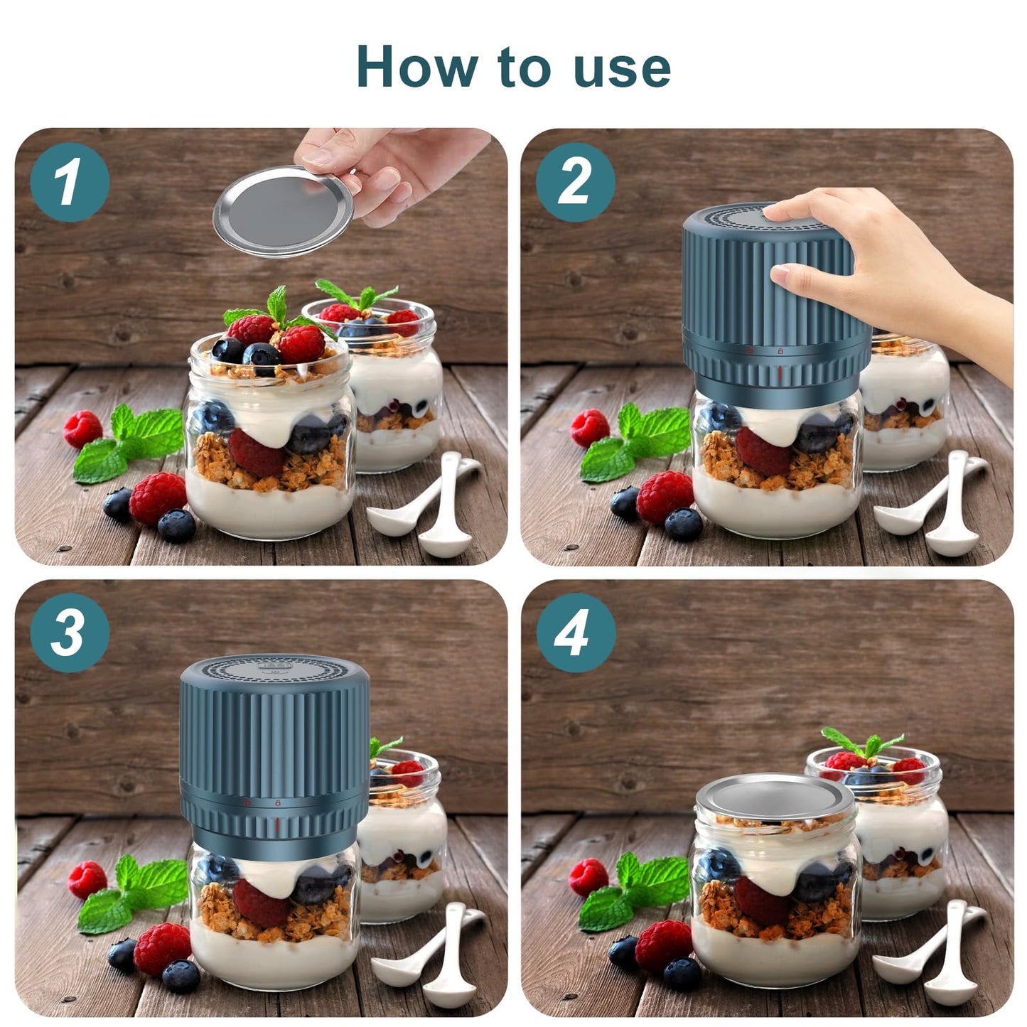 UNERVER M12 Smart Electric Mason Jar Vacuum Sealer - Auto Stop Jar Sealer for Mason Jars Vacuum Kit with Wide and Regular Mouth Canning Lids Portable Sealer Machine