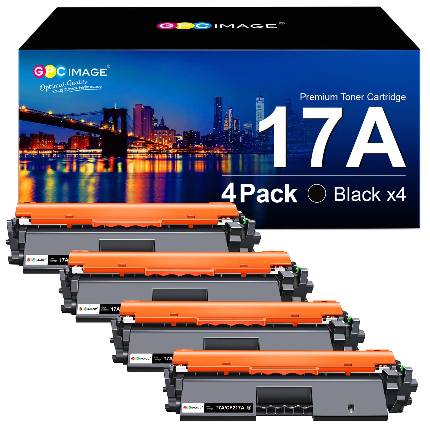 GPC Image 17A Toner Cartridge Replacement for HP 17A CF217A Black Toner Cartridge Compatible with LaserJet Pro M102a M102w Pro MFP M130nw M130a M130fn M130fw Series Printer, 4 Black