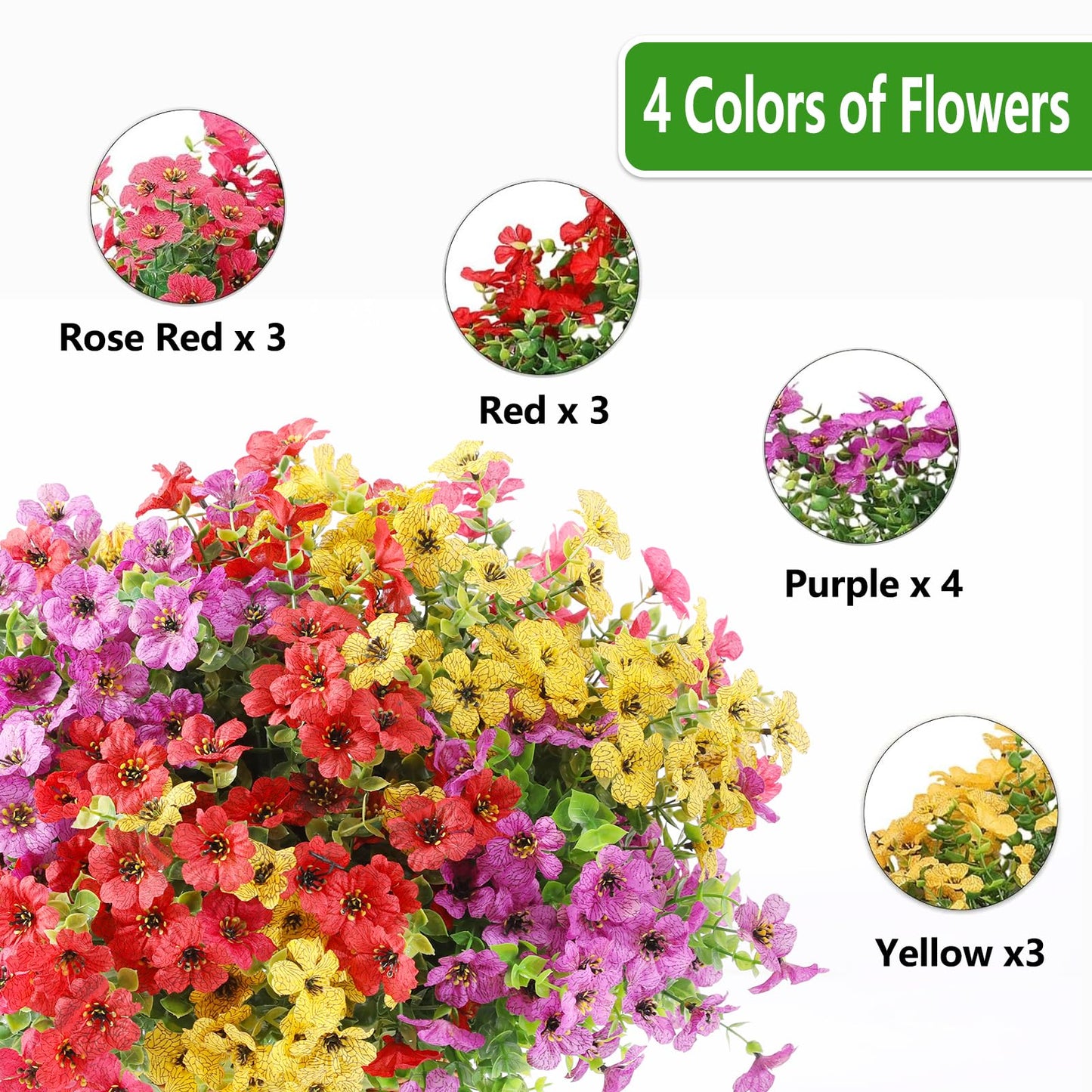 Artificial Flowers for Outdoor,Silk Flowers No Fade Fake Plastic Flowers Faux Plants for Outdoors Outside Front Porch Hanging Planter Window Box Garden Home Decoration,13 Pack(Multi-Colour2)