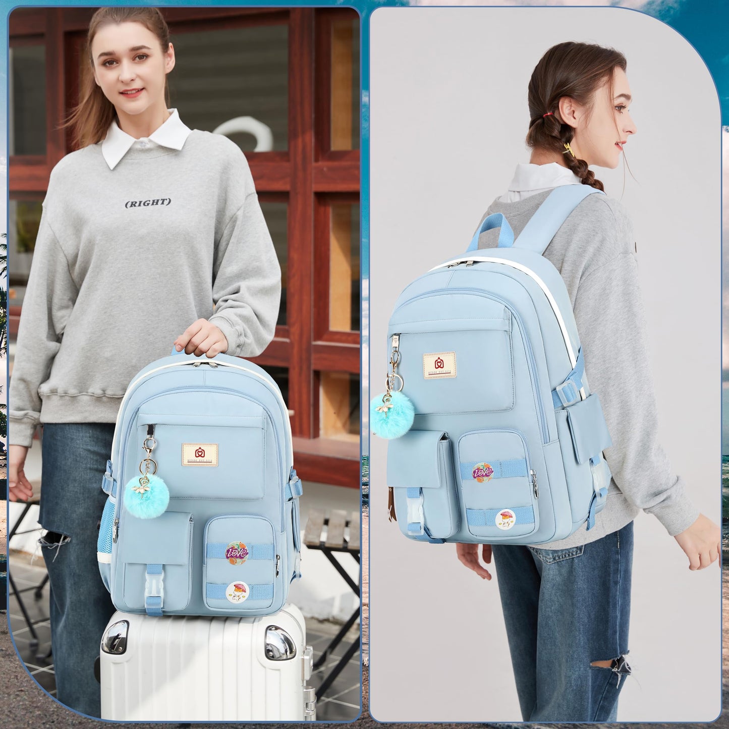 Laptop Backpacks 15.6 Inch School Bags College Backpack Anti Theft Travel Daypack Large Bookbags for Teens Girls Women (Blue)