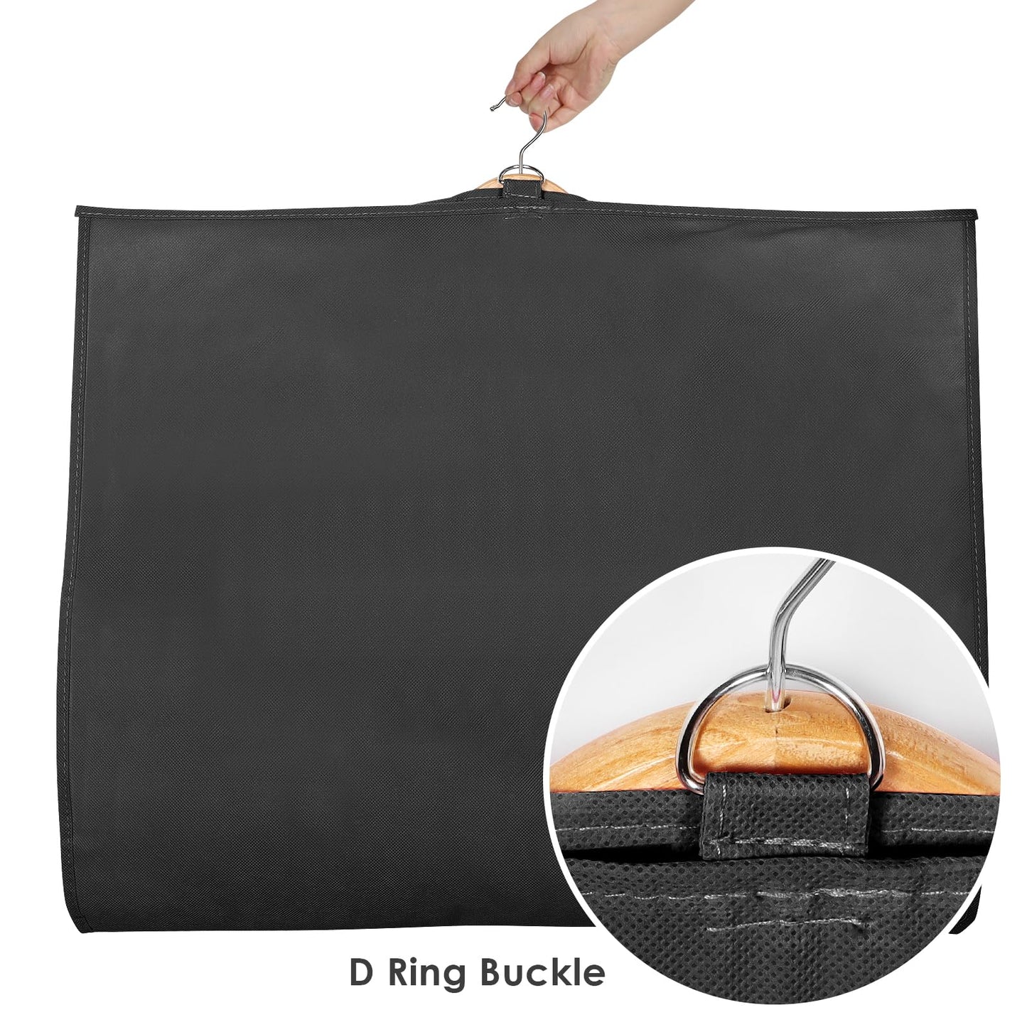KEEGH Dance Costume Bags Garment Bag 40 Inch Hanging Clothes for Dance Competitions, with 3 Medium Clear Zipper Pockets for Dance Costumes, Closet Storage (Black) - 8 Pack