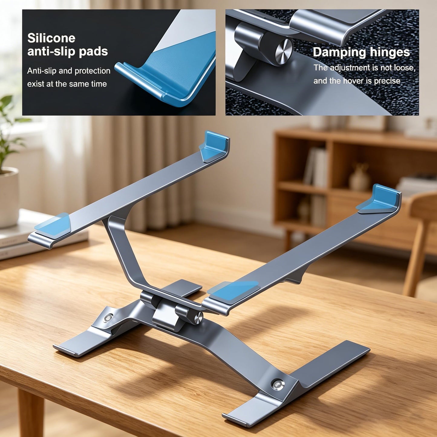 Adjustable Laptop Stand for Desk, Portable Laptop Riser, Ergonomic Computer Notebook Holder for MacBook Pro Air, Dell XPS, HP, Lenovo (13.3-17.3'') (Gray)