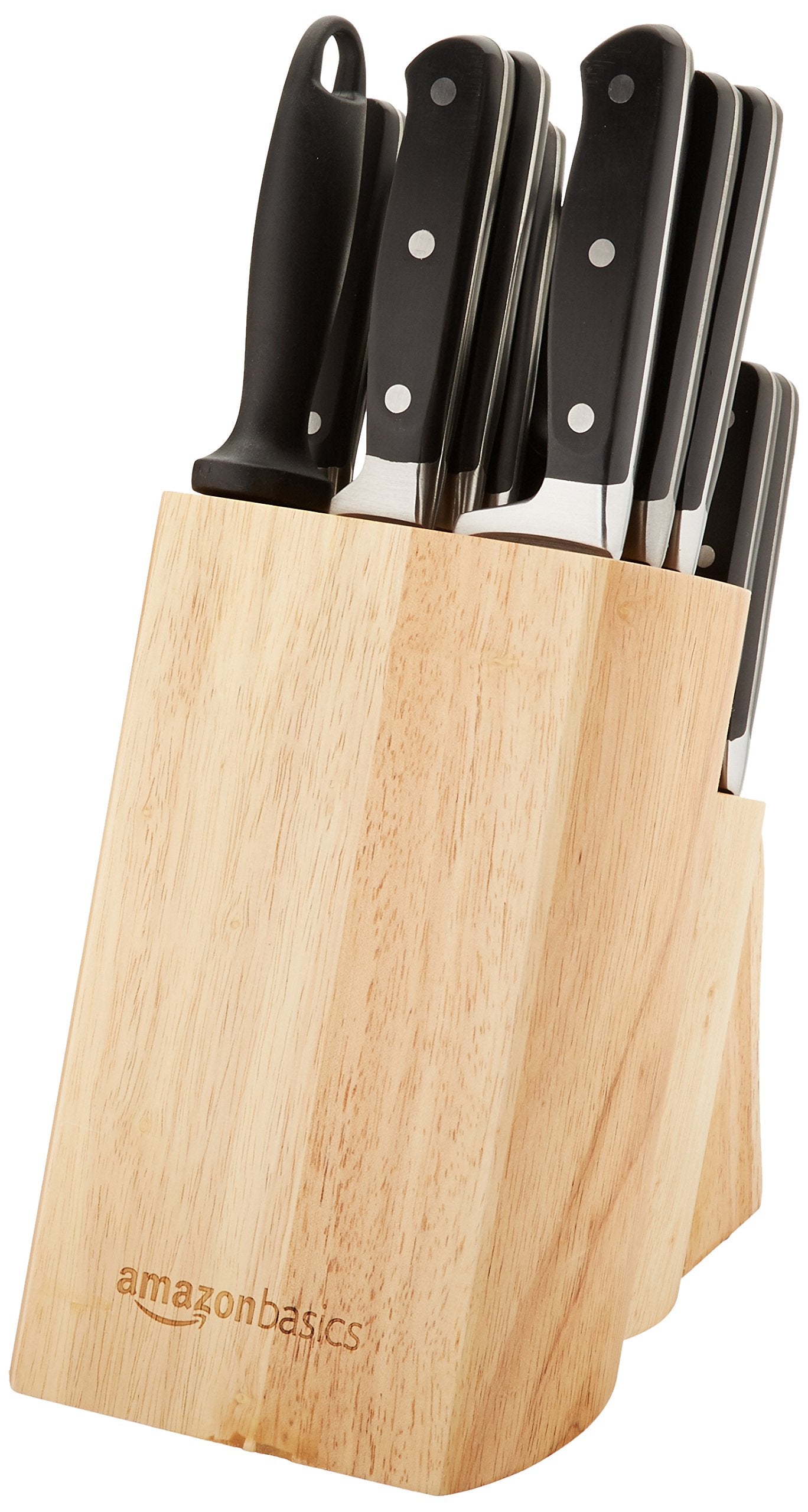 Amazon Basics Premium 18-Piece Kitchen Knife Block Set