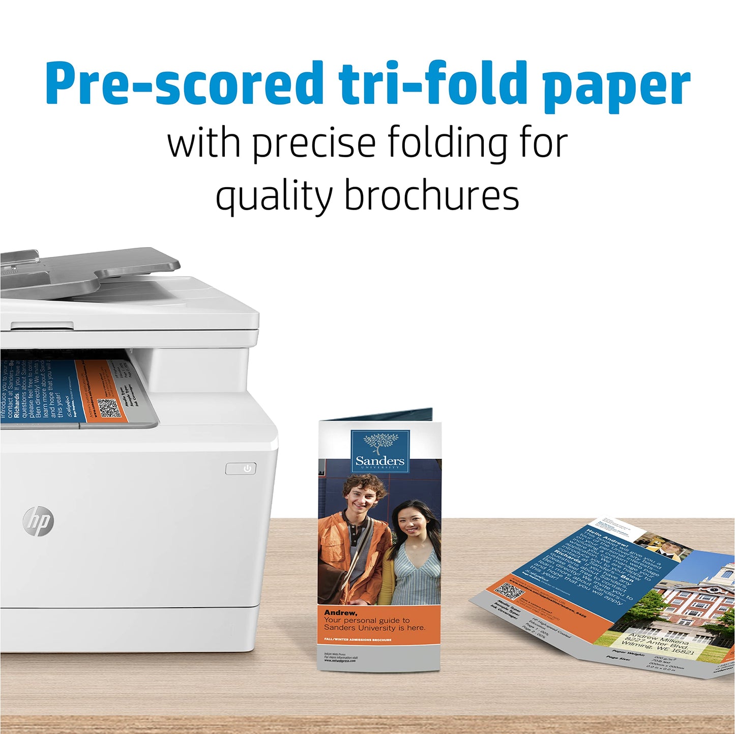 HP Tri-fold Color Laser Glossy Brochure Paper (150 Sheets, 8.5 x 11 Inches)