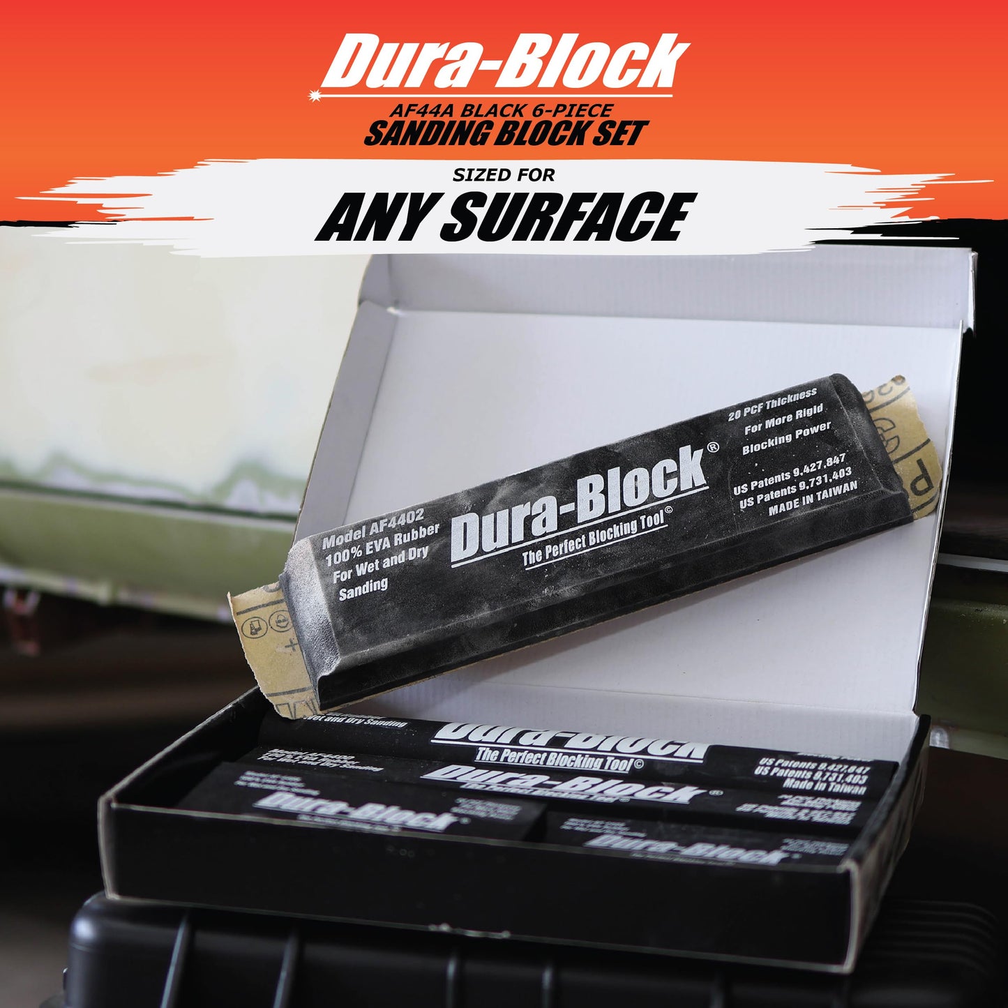 Dura-Block Set 6pc - Flexible EVA Foam Wet or Dry Autobody Sanding Blocks Kit for Automotive Bodywork