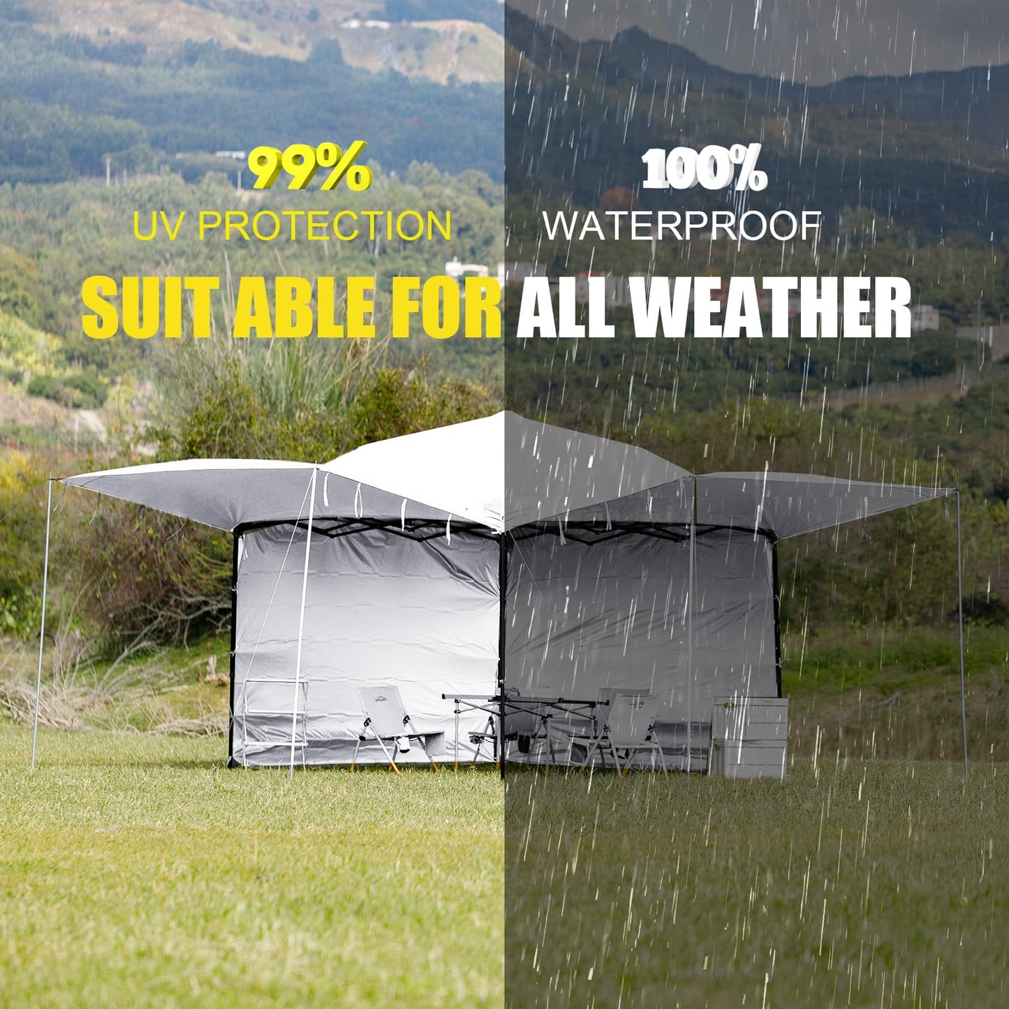 ZONGTI 10x10 FT Instant Canopy Tent Sidewall, Waterproof & UV Protection for Pop Up Canopy Tent - Privacy Wall for Camping, Market Stall, Outdoor Events (3 Pack Sidewall Only, No Frame or Top) (White)