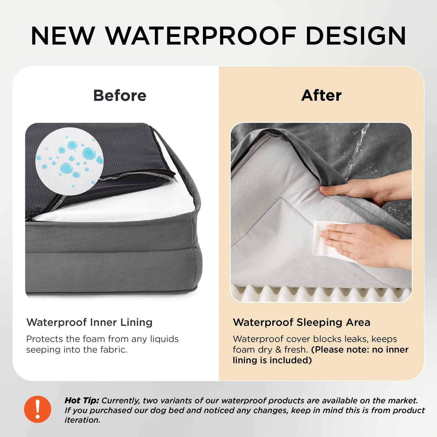 Bedsure Orthopedic Dog Bed - Bolster Dog Sofa Beds for Small Dogs, Supportive Foam Pet Bed with Removable Washable Cover, Waterproof Lining and Nonskid Bottom Couch, Grey