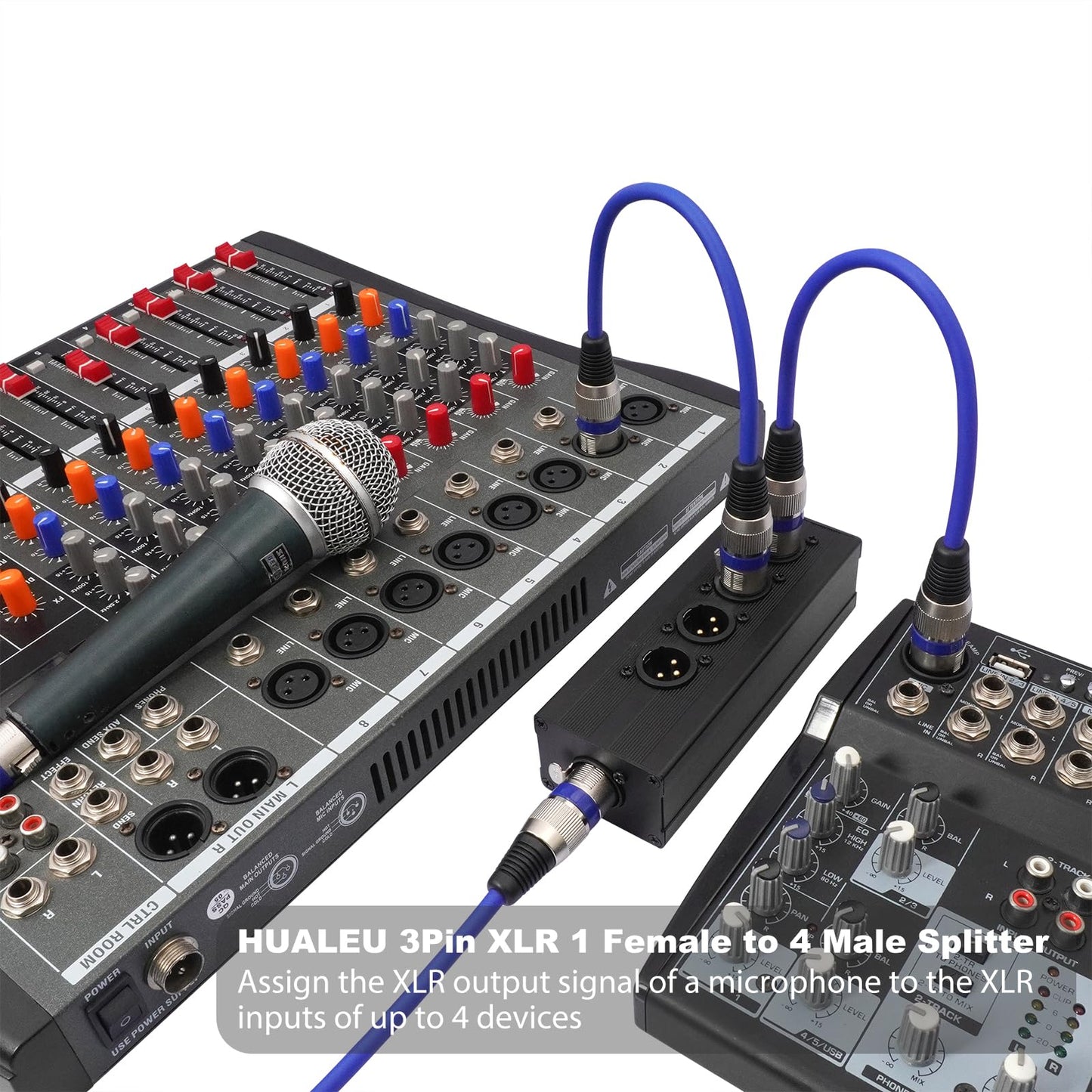 HUALEU 3Pin XLR 1 Female to 4 Male Splitter,4Way XLR Single Input to Four Output Parallel Connection Adapter,One Input to 4 Output Audio DMX Adapter