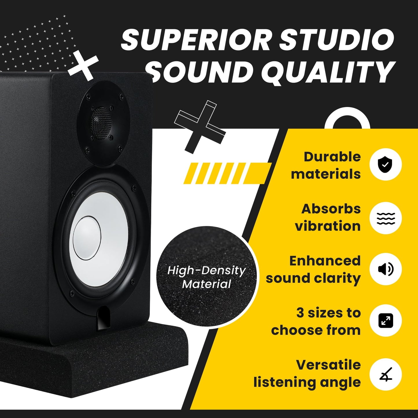 Sound Addicted - Studio Monitor Isolation Pads for 5'' Inch Monitors, Pair of Two High Density Acoustic Foam which Fits Most Speaker Stands | SMPad 5