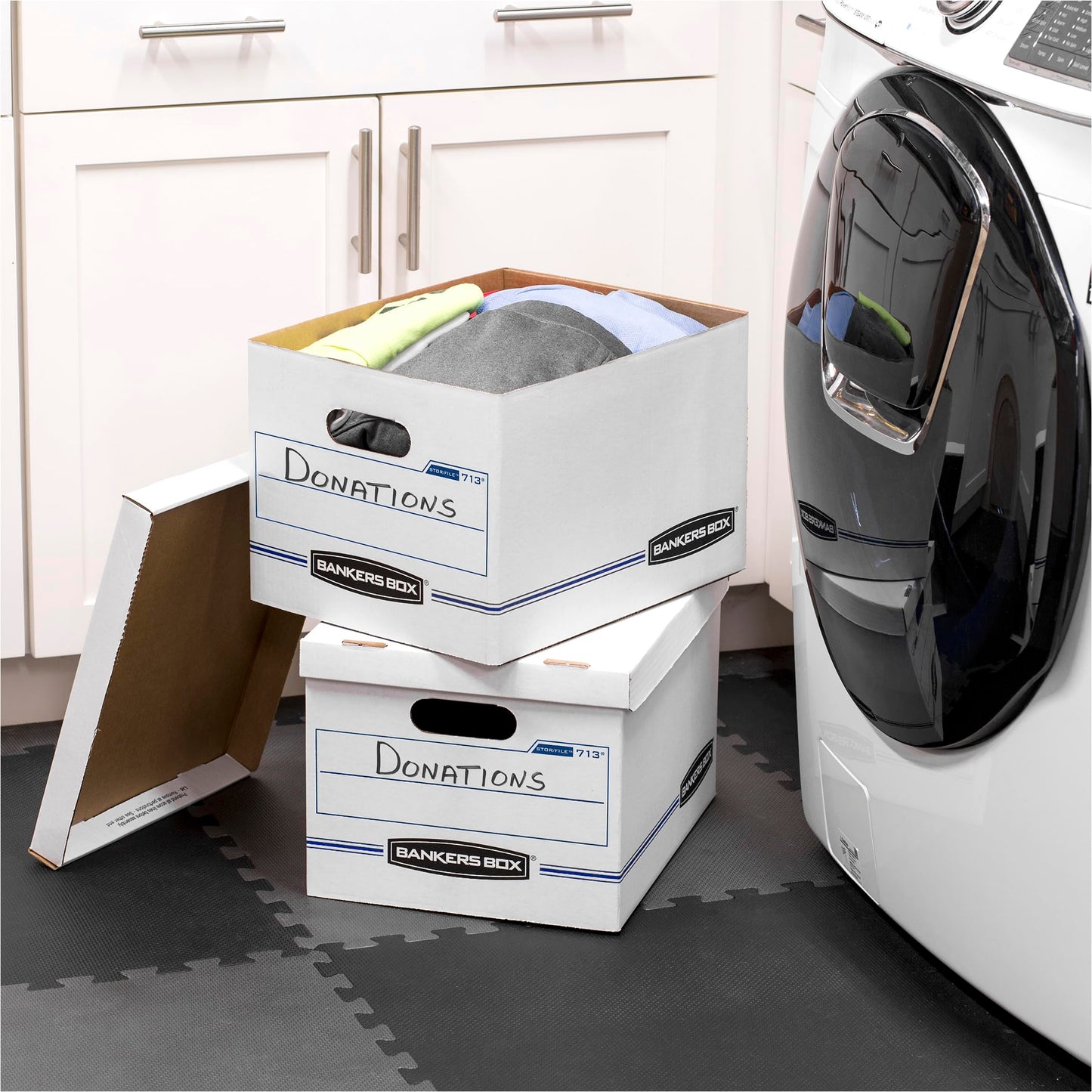 Bankers Box STOR/FILE Storage Boxes, Standard Set-Up, Lift-Off Lid, Letter/Legal, 6 Pack (0071303), white