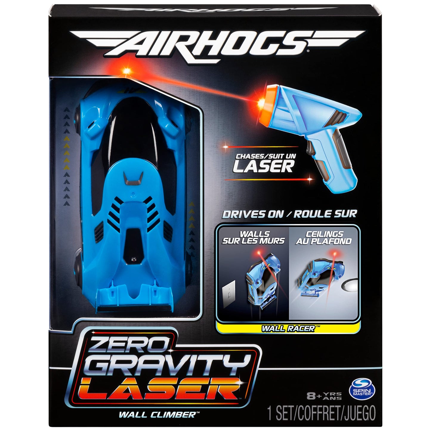 Air Hogs, Zero Gravity Light, Light-Guided Wall Racer, Wall Climbing Race Car, Blue