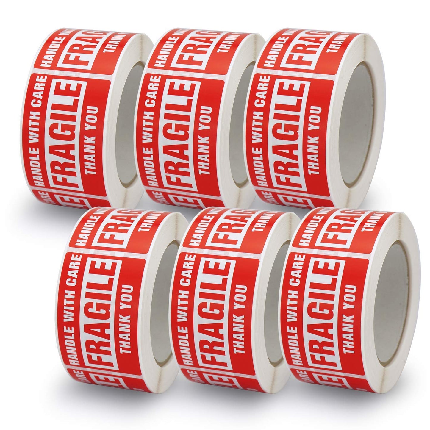 6 Rolls/3000 Labels,Handle with Care Fragile Thank You, Red Warning Shipping Label Stickers (2" x 3")