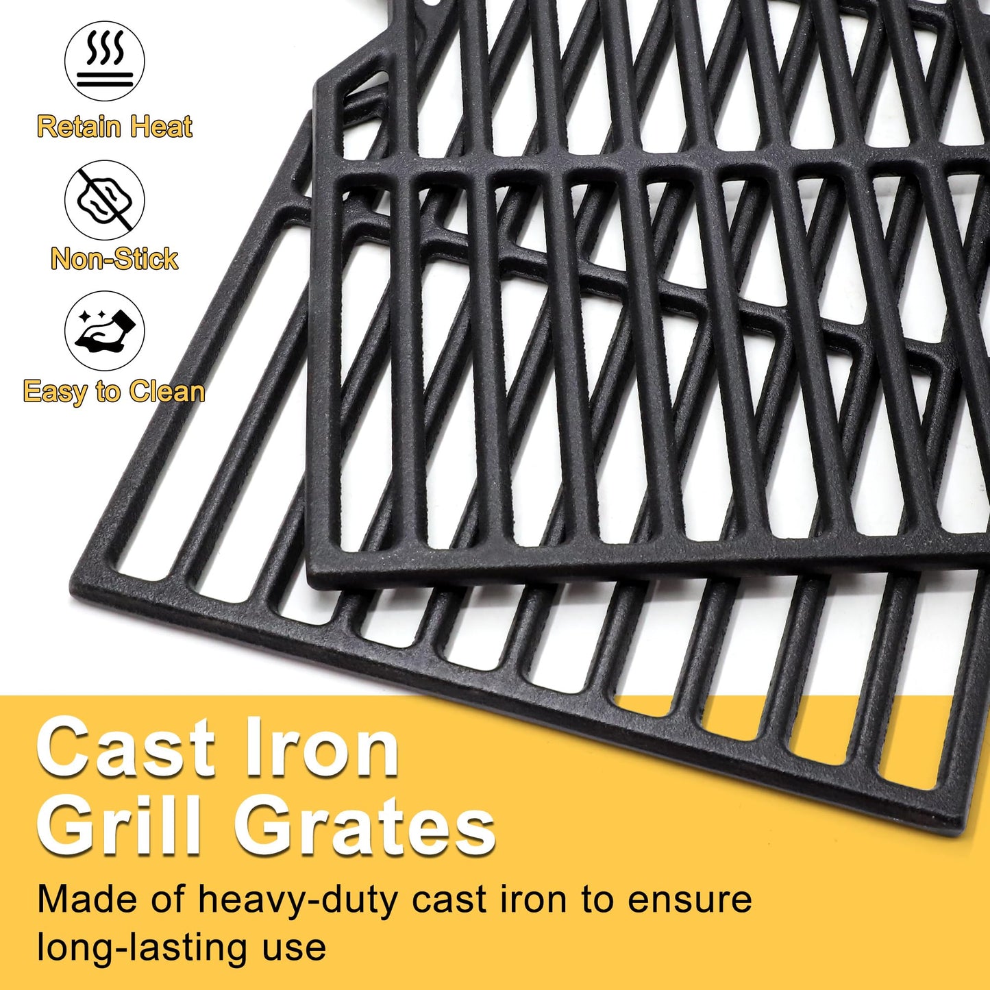 Cast Iron BBQ Grill Grate Grid for Charbroil 463436215 463461614 466420911, Master Chef G43257 G43258, 16 7/8 Inch Barbecue Cooking Grate for Char-Broil, Kenmore Gas Grill Models, Set of 3