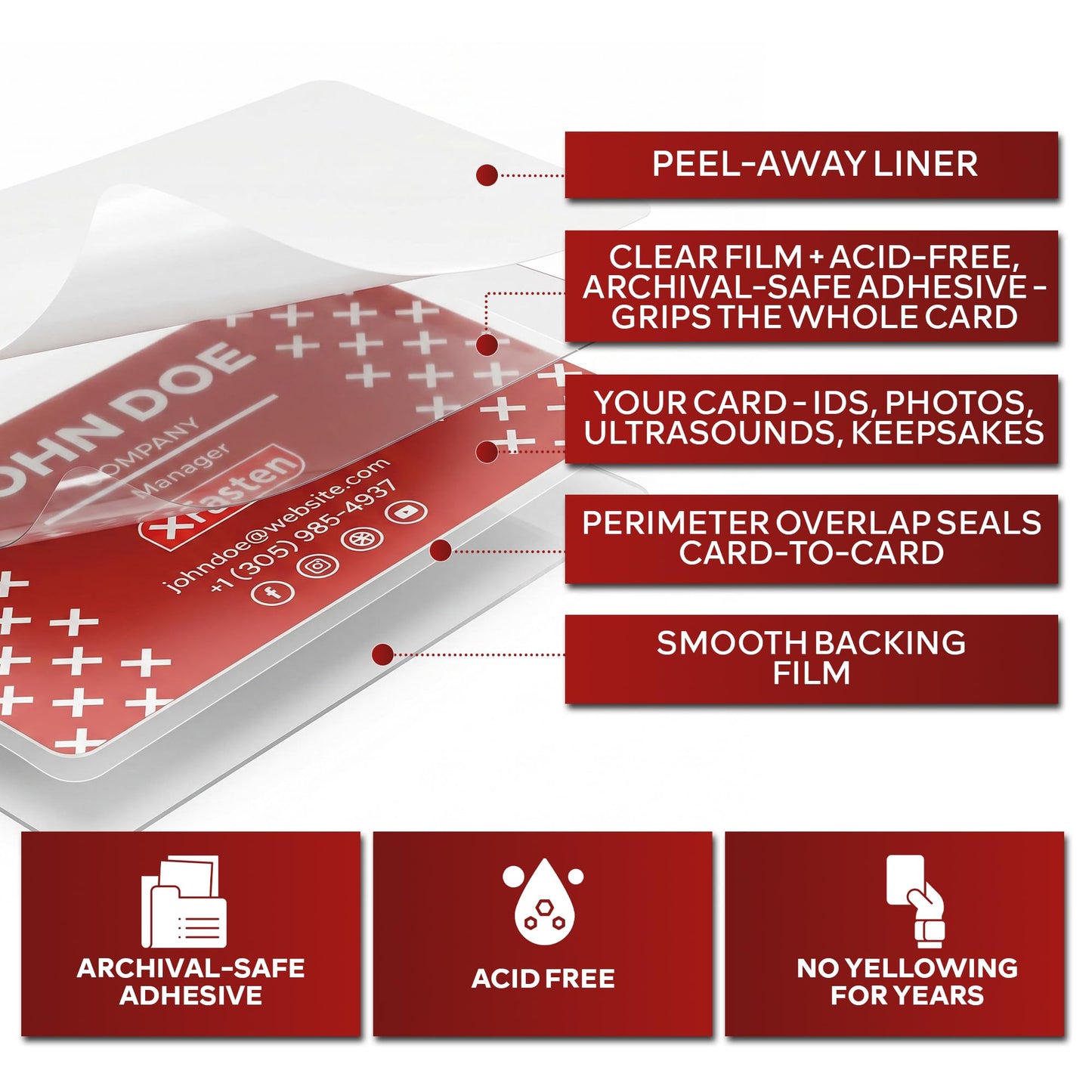 XFasten Self Seal Laminating Pouches Business Card Size 4-Inch x 3-Inch 100-Pack, 10 Mil Business Card Laminating Pouches Non-Yellowing Self Sealing Laminating Sheets Business Card Size