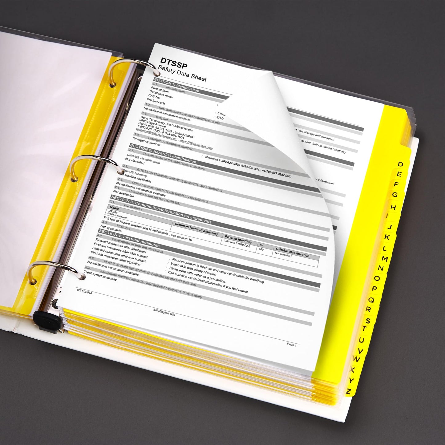 AVERY Heavy-Duty Industrial SDS Binder, 2 One-Touch EZD Rings, 540-Sheet Capacity, Yellow/Red Border (18951), Red, Yellow, 2"