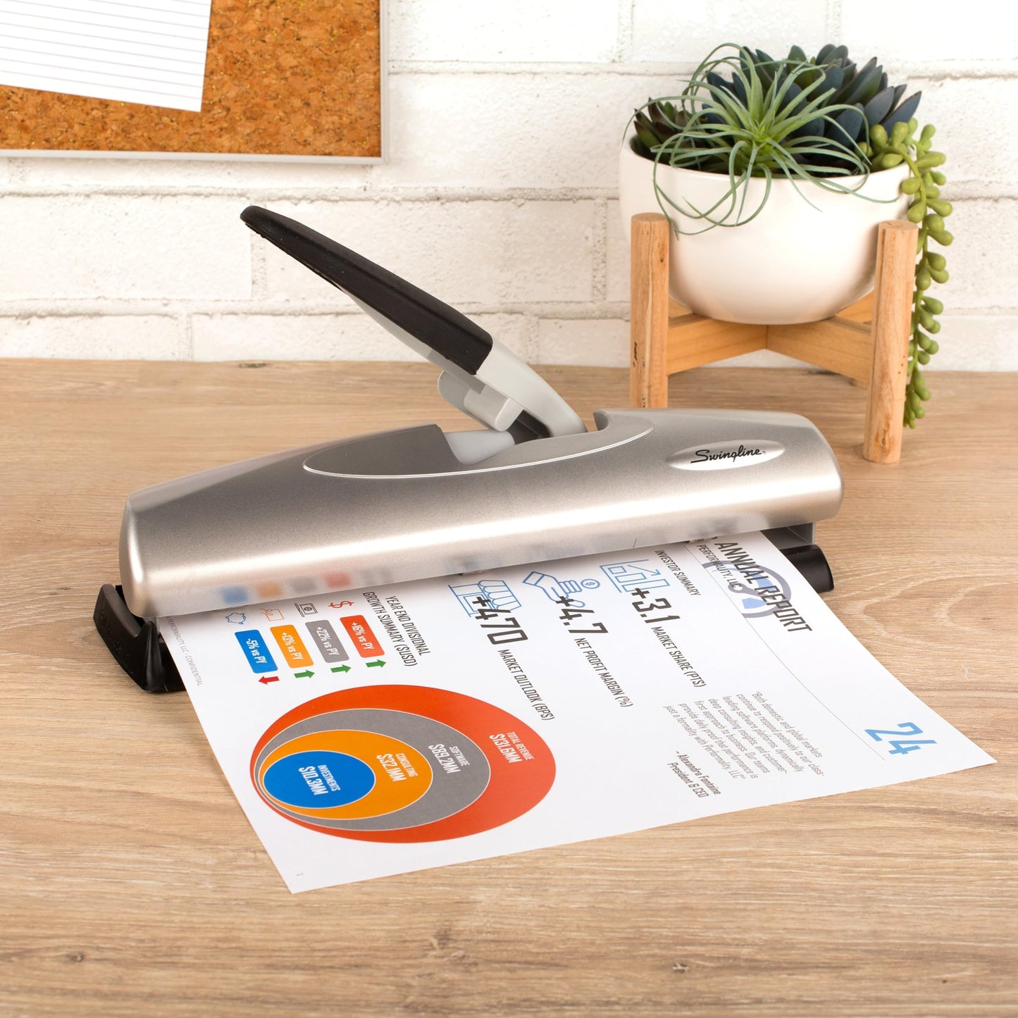 Swingline LightTouch High Capacity Desktop Punch, Adjustable Holes, 20 Sheet Capacity, (5050574030)