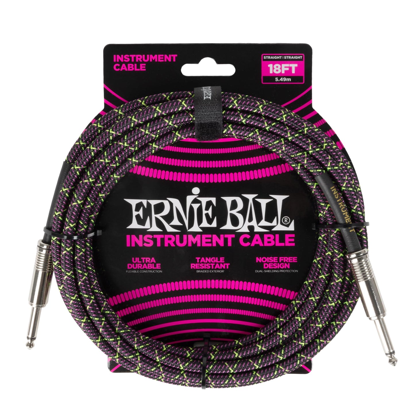 Ernie Ball Instrument Cable, 1/4" Straight, Purple Python, 18ft (P06431)
