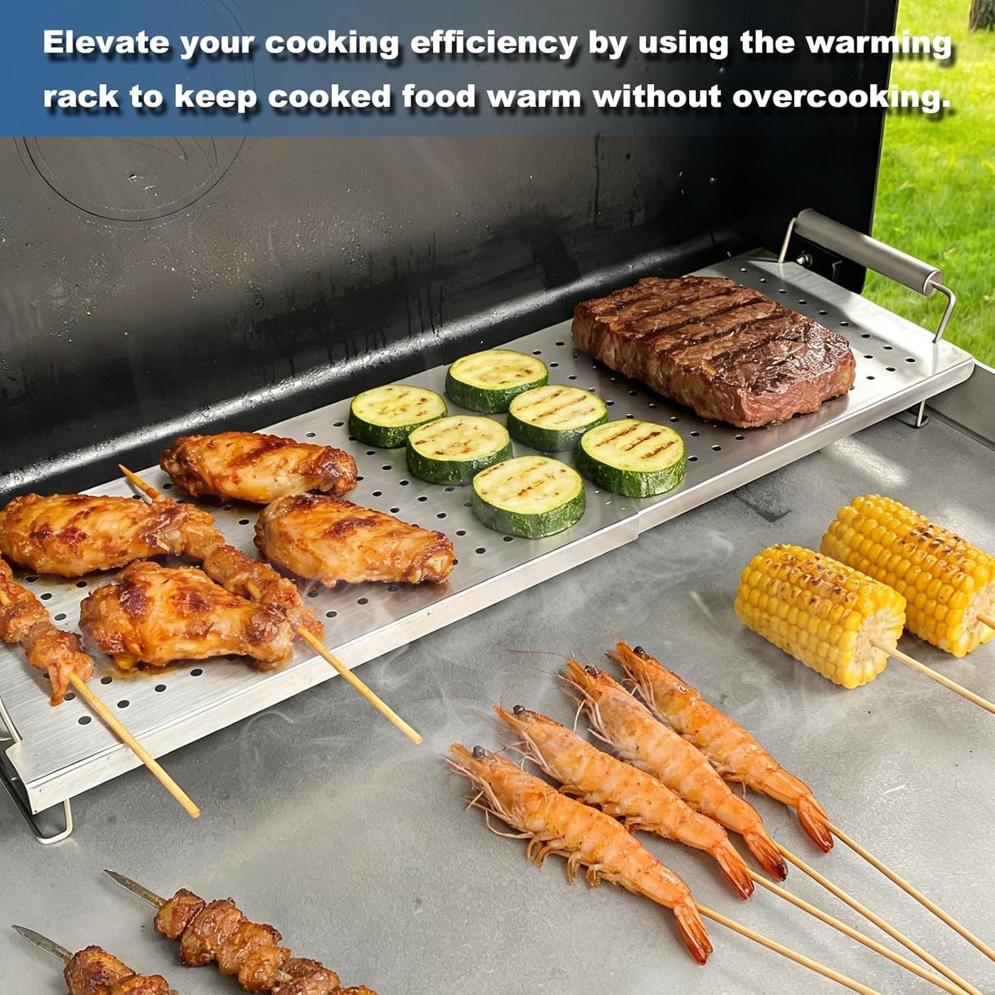 Adjustable Griddle Warming Rack for Blackstone 17 22 28 36 Inches Griddle,304 Stainless Steel Universal Grill Roasting Stand Accessories for Weber Charbroil and Most Tabletop Flat-top Grills
