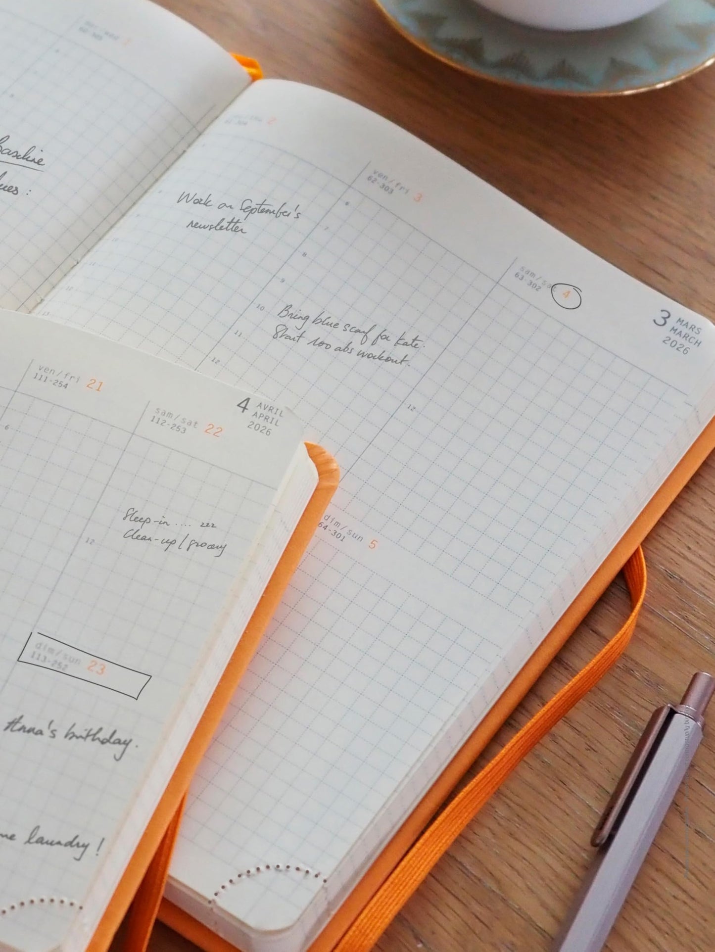 Rhodia - Webplanner 2026 Calendar Year A5 - (5.8'' x 8.3'') - Rosewood Cover - 160 Pages - Weekly Planner Organizer - Horizontal Grid Agenda - 194734C