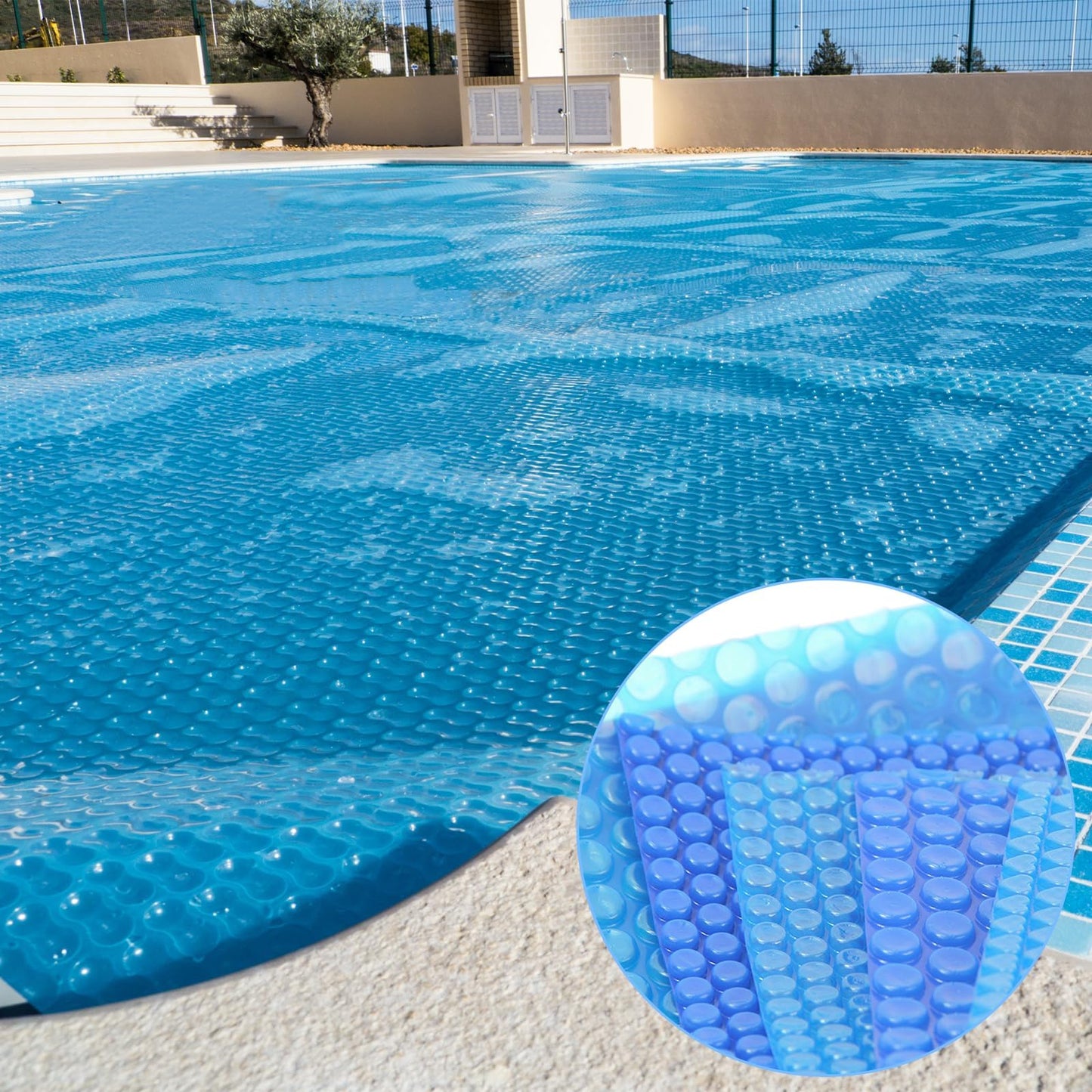 Spa and Hot Tub Bubble Insulating Cover, 6ft x 6ft Thermal Solar Trimmable Floating Blanket Cover(16 Mil) for Above Ground Pools, Blue