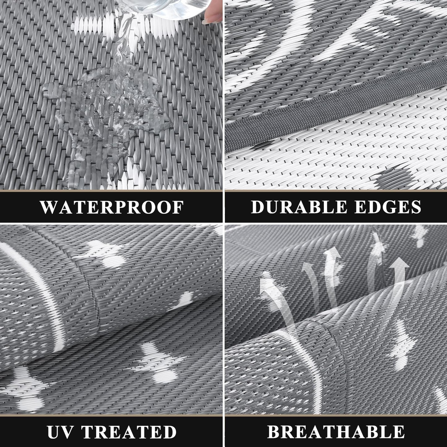 Pauwer Waterproof Outdoor Rug 6'x9', Reversible Outdoor Plastic Straw Rug, Outdoor Patio Rug for Camping, Outside RV Mat, Indoor Outdoor Rugs Carpet for RV, Picnic, Backyard, Deck, Balcony, Porch