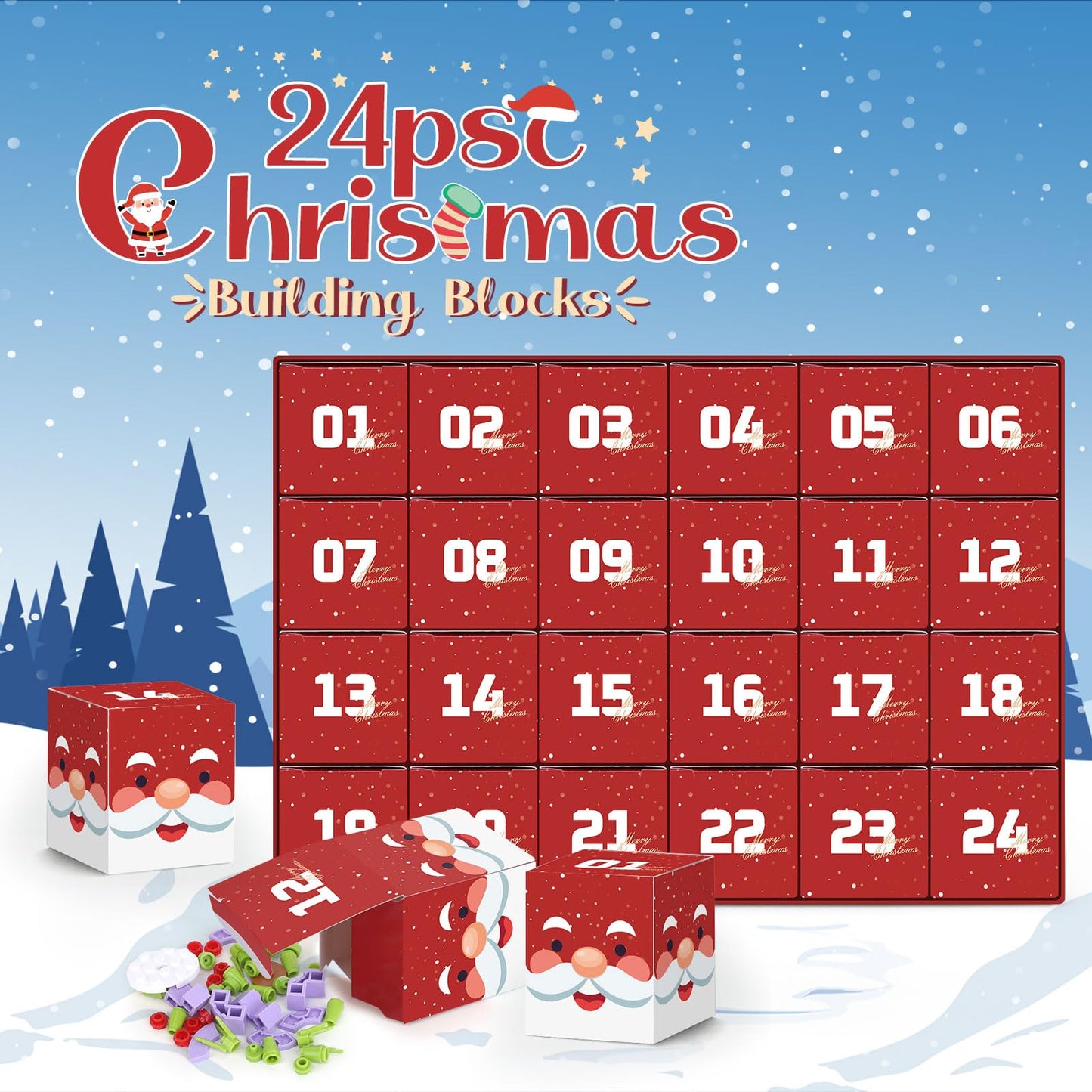 Advent Calendar Girls, 24 Pack Succulent & Bouquet Building Blocks for Kids, Christmas Countdown Calendar, Ideal Gift for 3 4 5-7 8-12 Boys and Girls