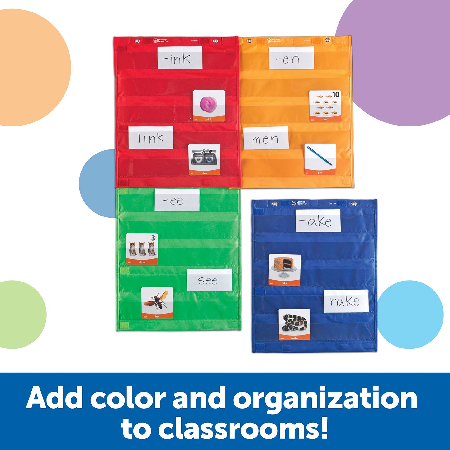 Learning Resources LER2384 Magnetic Pocket Chart Squares, Classroom/Teacher Organizer, All Grades, Set of 4