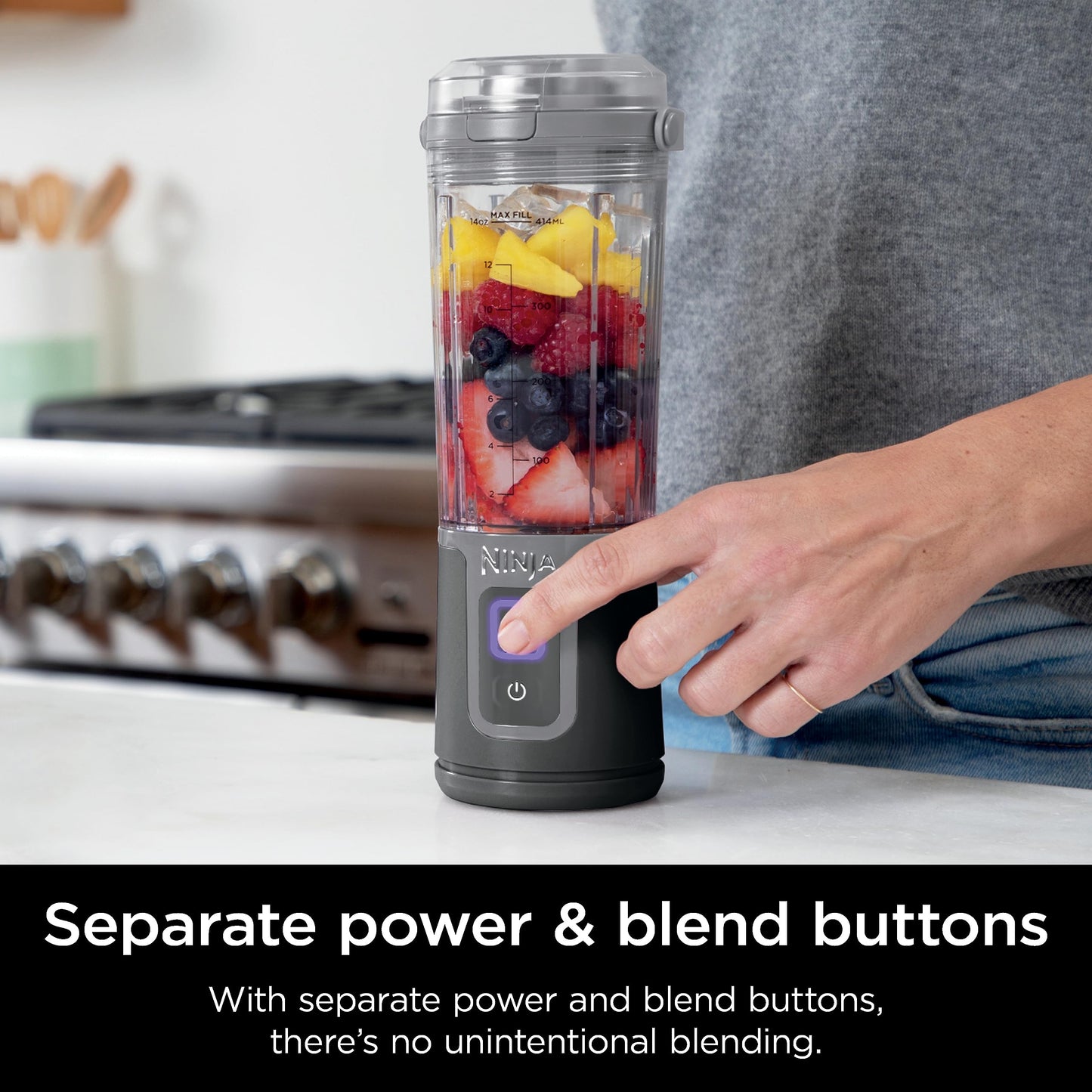 Ninja Blast Portable Blender, Cordless 16oz Personal Blender for Shakes & Smoothies, Up to 15 Blends per Charge, BPA Free, Leakproof Lid, USB‑C Rechargeable, Dishwasher Safe, Black, BC100BKC