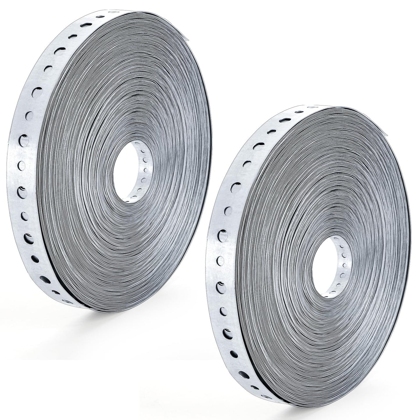 Hedume 2 Pack Galvanized Metal Pipe Strap, 3/4 Inch x 100 Feet 24 Gauge Metal Strapping with Holes, Bendable Plumbers Pipe Hanger Straps for Pipe Supports Hanging