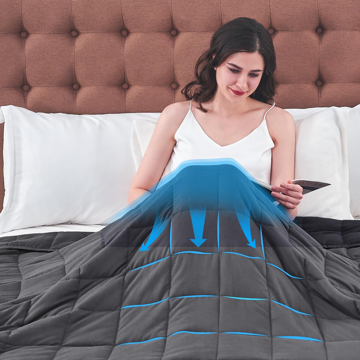 yescool Weighted Blanket for Adults (20lbs,60” x 80”, Grey) Cooling Heavy Blanket Perfect for 190-210 lbs, Queen Size Breathable Blanket with Premium Glass Bead,Machine Washable