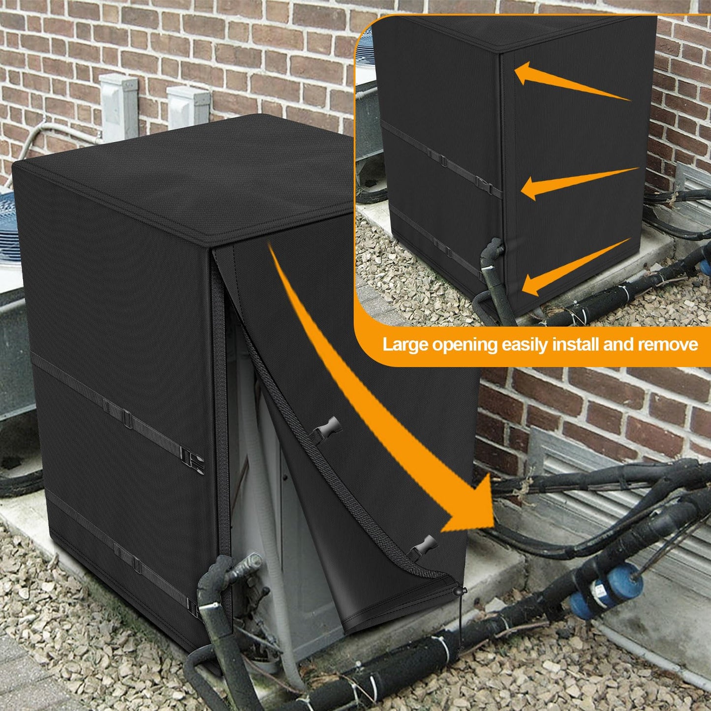Kipiea Heavy Duty Air Conditioner Cover for Outside Units, Windproof, Anti-UV, Tear & Fade Resistant AC Cover for Winter (28" W x 28" D x 30" H)