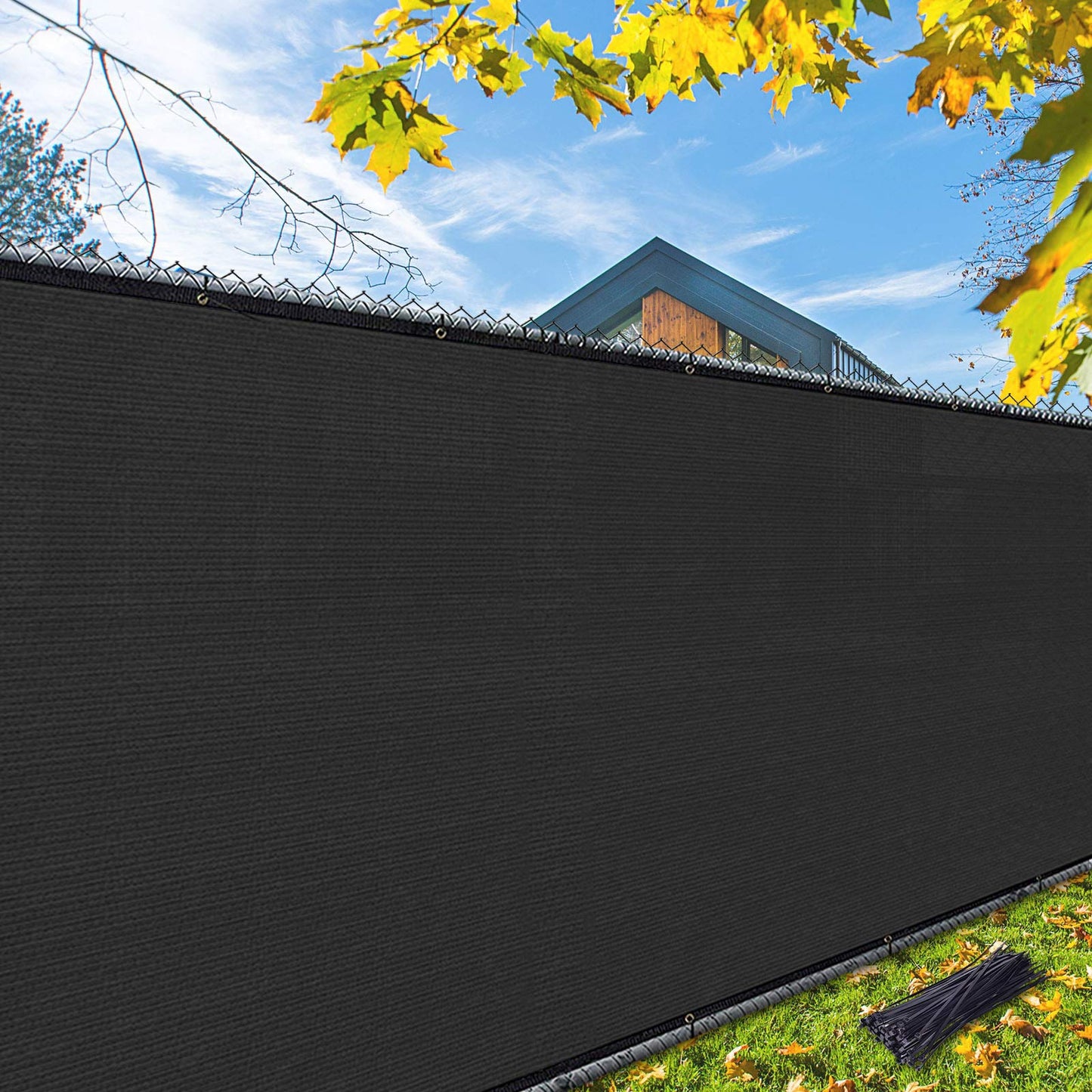 iCover 4x50ft (1.2x15.2m) Fence Privacy Screen, Heavy Duty Privacy Fence Screen, Outdoor Shade Cloth Mesh Barrier, Cable Zip Ties Included, Black