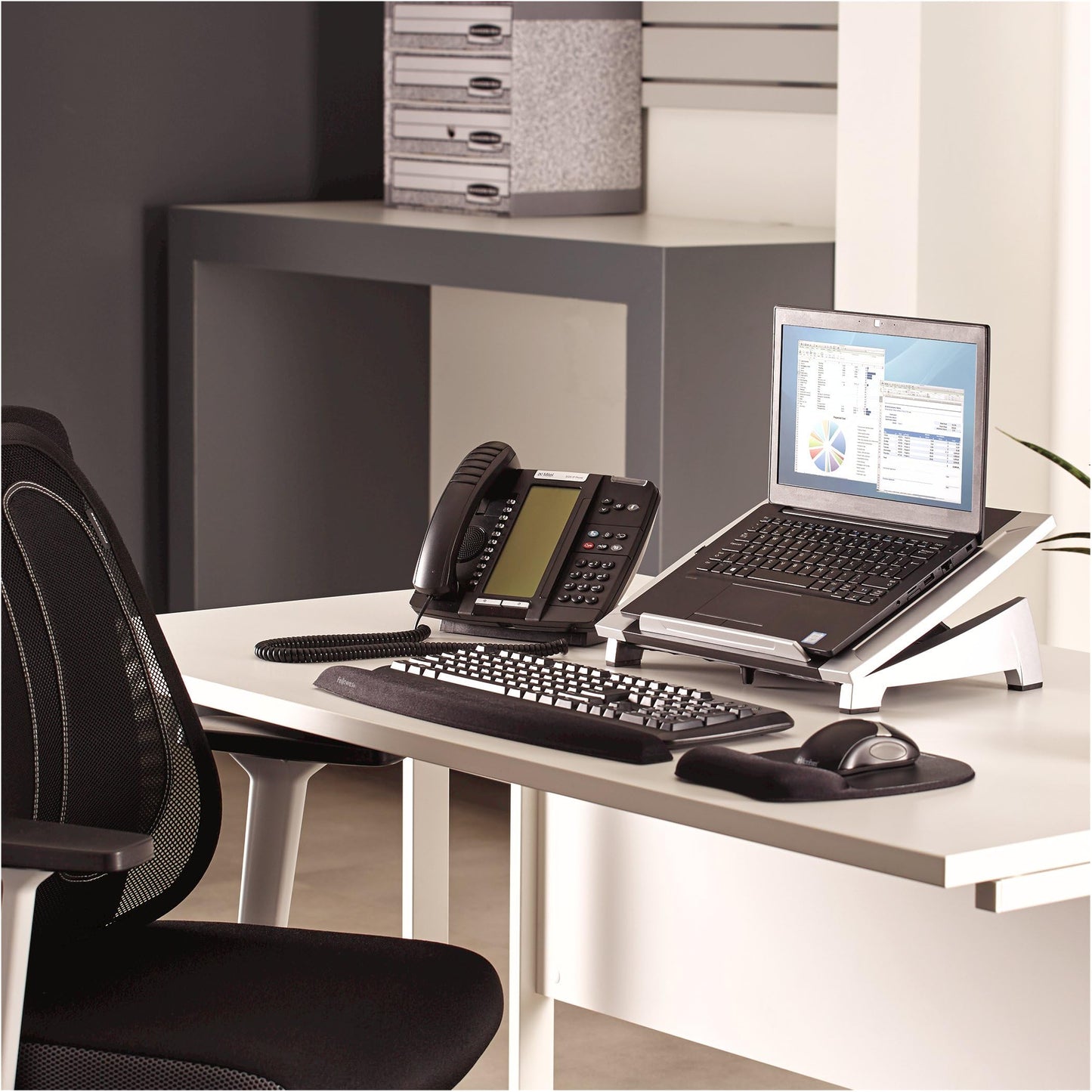 Fellowes 8032001 Laptop Riser - Office Suites, Black/Silver, Medium