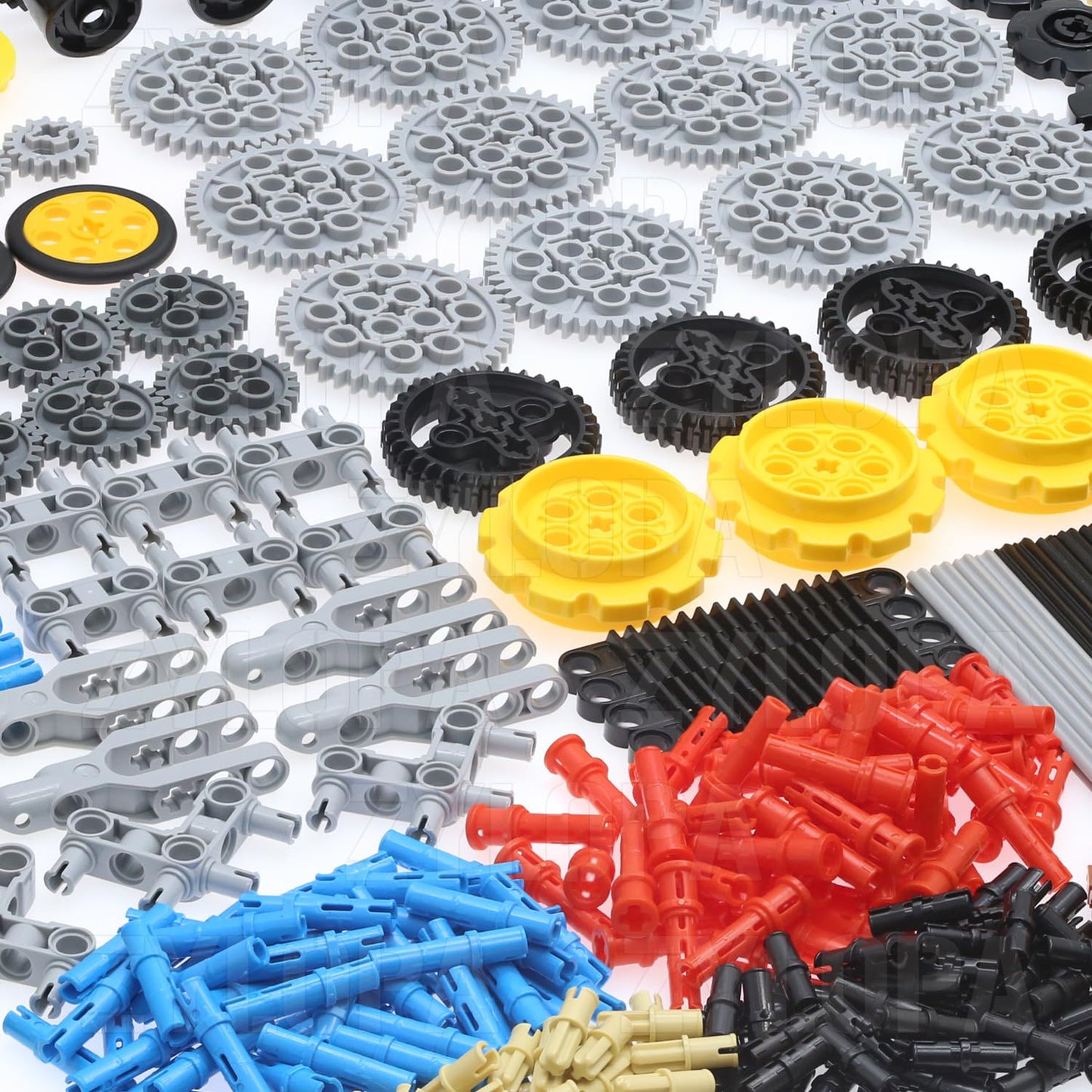 854pcs Technic Parts and Pieces Set: Gears, Axles, Pins, Connectors, Differential, Tracks, Shock Absorbers, etc. Compatible with Major Brands. Toy Building Block for MOC Technical Accessories kit.