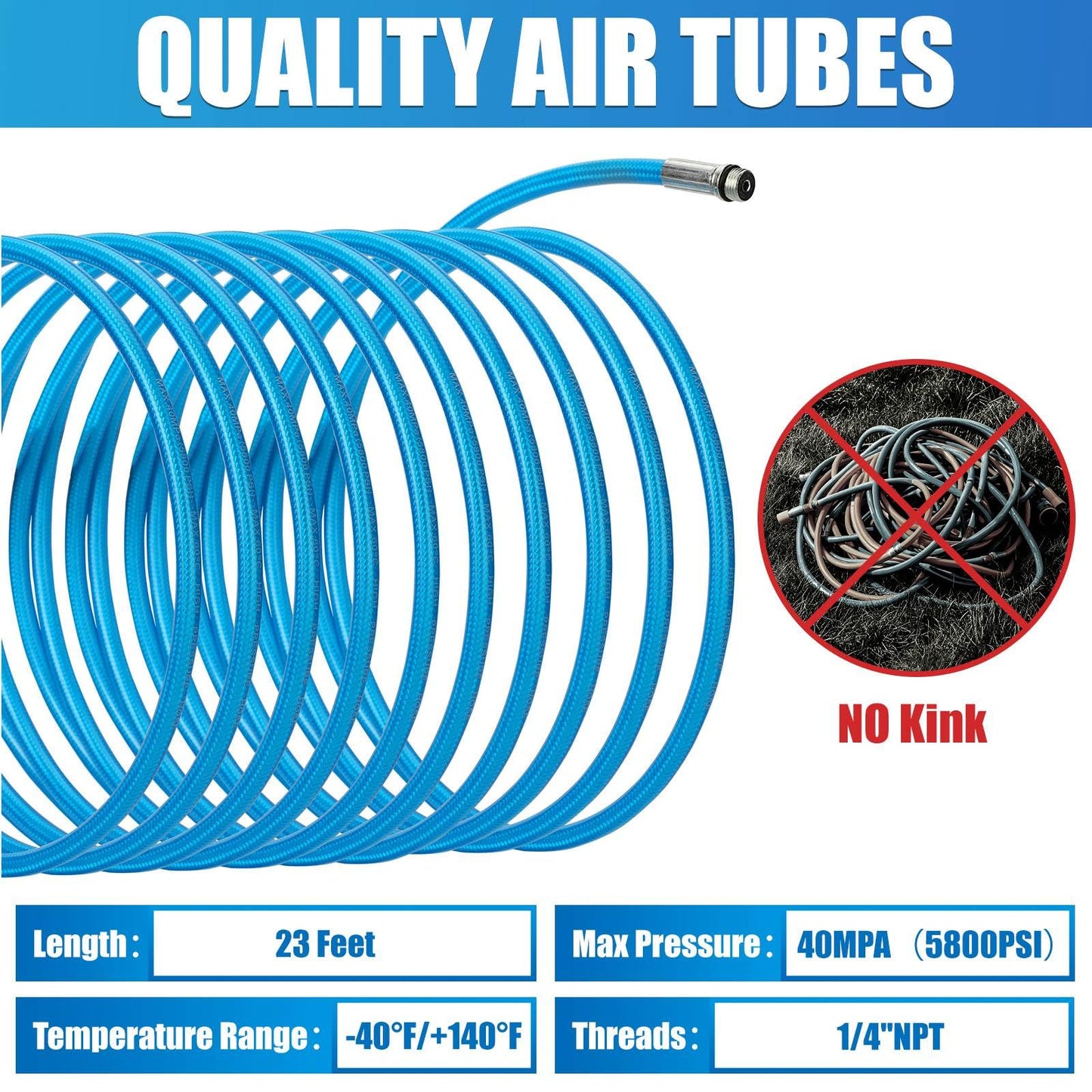 V2ine Cyclone Home Dryer Vent Duct Cleaning Kit：23feet Pressure Hose + 2 Jetter Nozzle + 1/4 Air Quick Connect+ Ball Valve