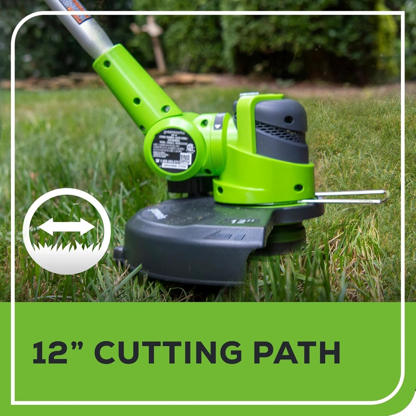 Greenworks 24V 12" Cordless String Trimmer & Edger, Battery Powered | Automatic Feed | Adjustable Handle | Lightweight for Home Yard, Lawn Edges, Driveway, & Garden Borders Maintenance, Tool Only