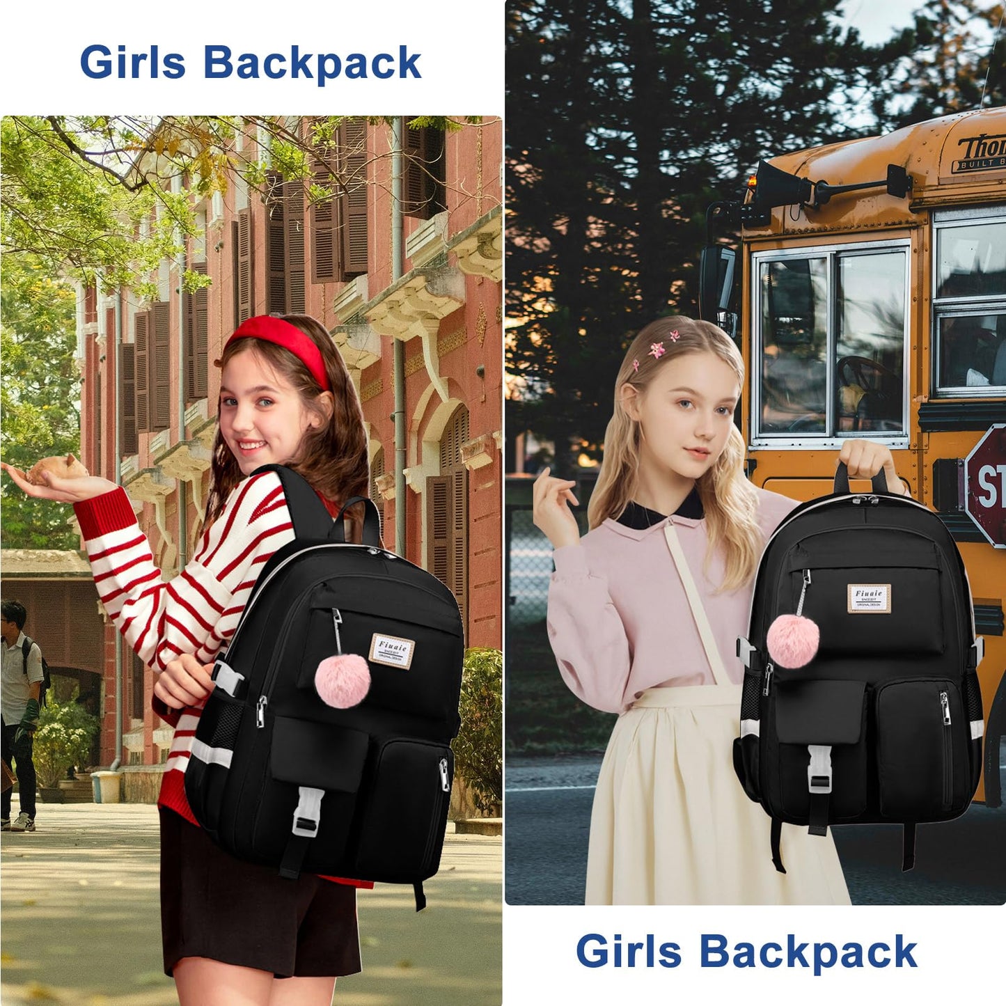 Laptop Backpack for Women College Bookbag: 15.6 Inch Student Backpacks Anti Theft Daypack Large Cute Middle High School Bag Fashion Travel Back Pack Casual Book bag for Teen Girls Black