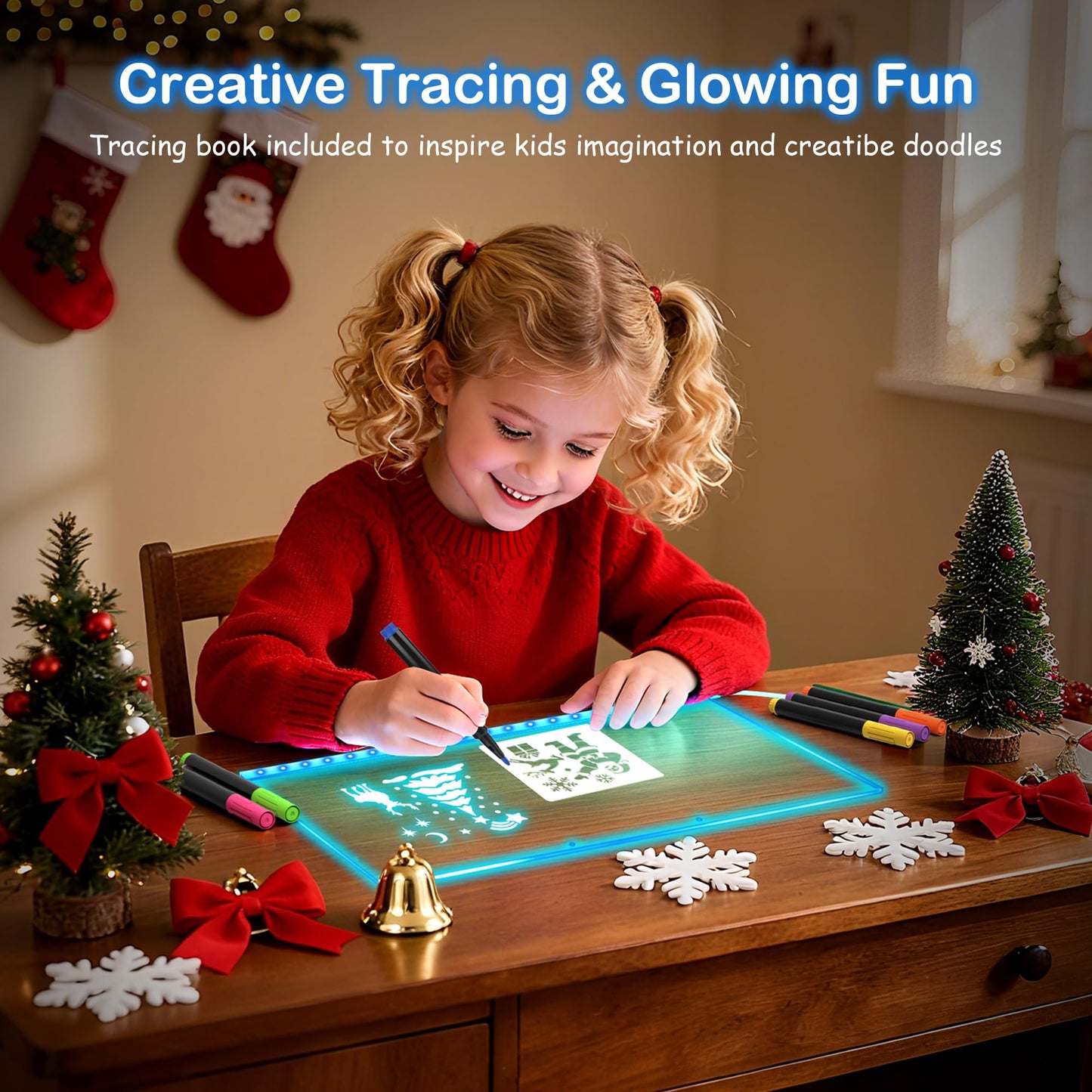 LED Drawing Board, Easter Gifts for Kids, 17" Light Up Reusable Glow in The Dark Drawing Tablet with 7 Colors, Erasable & No Mess Art Toy for Ages 3-12+, Best Birthday Gift for Girls Boys (2026 New)