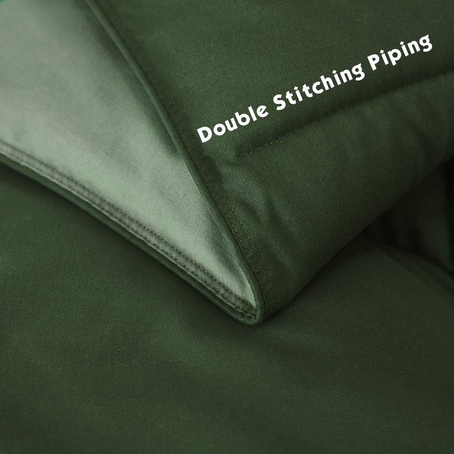 HIG 3pc Down Alternative Comforter Set - All Season Reversible Comforter with Two Shams - Quilted Duvet Insert with Corner Tabs - Box Stitched - Hypoallergenic, Soft, Fluffy (Green, Twin/Twin XL)
