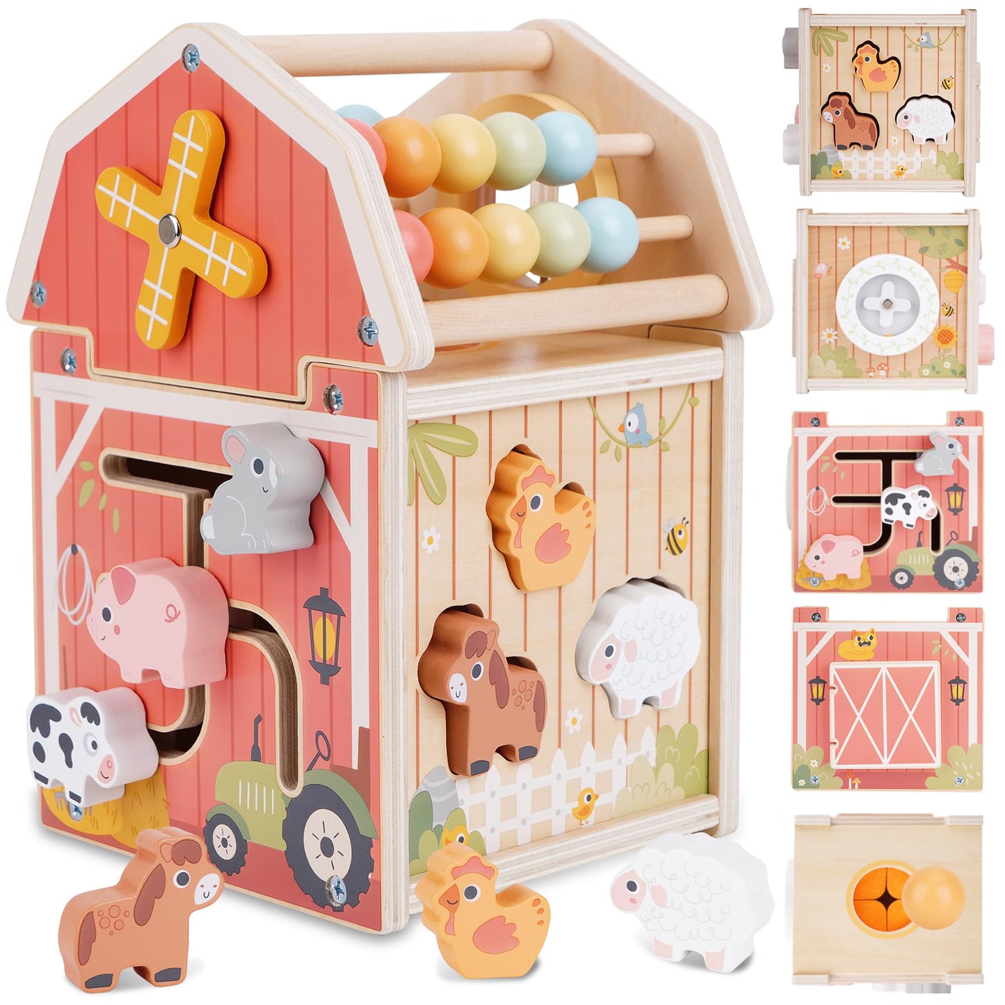 Montessori Toys for 1 2 3 Year Old, Wooden Farm Animal Toys for Toddlers 1-3, Baby 12-18 Months Toys, 1 2 Year Old Girl Boy Birthday Gift, Toddler Learning Educational Toys Gifts for Girls Boys