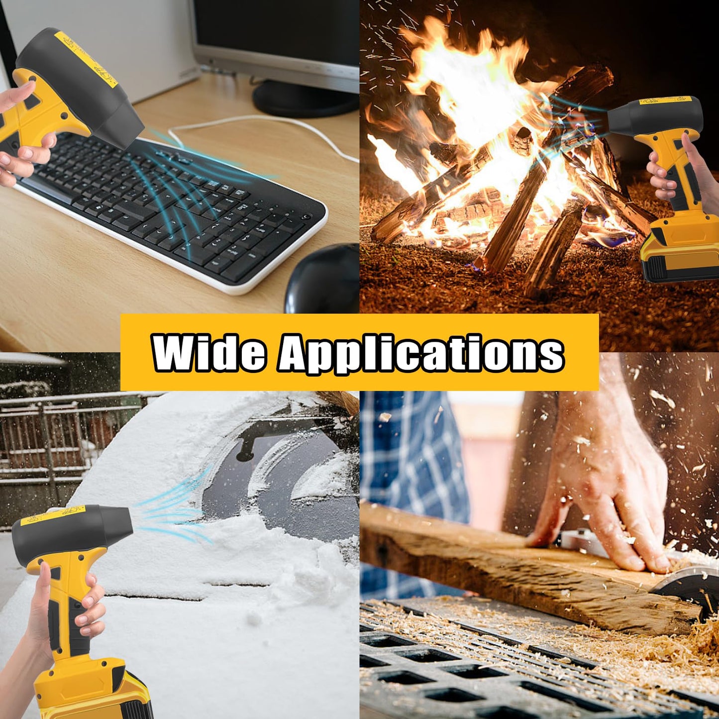 Air Blower Brushless HighSpeed Motor Compatible with Dewalt 18v 20v Max Battery Air Duster Leaf Blower for Camping BBQ & Workshop (Battery not Included)