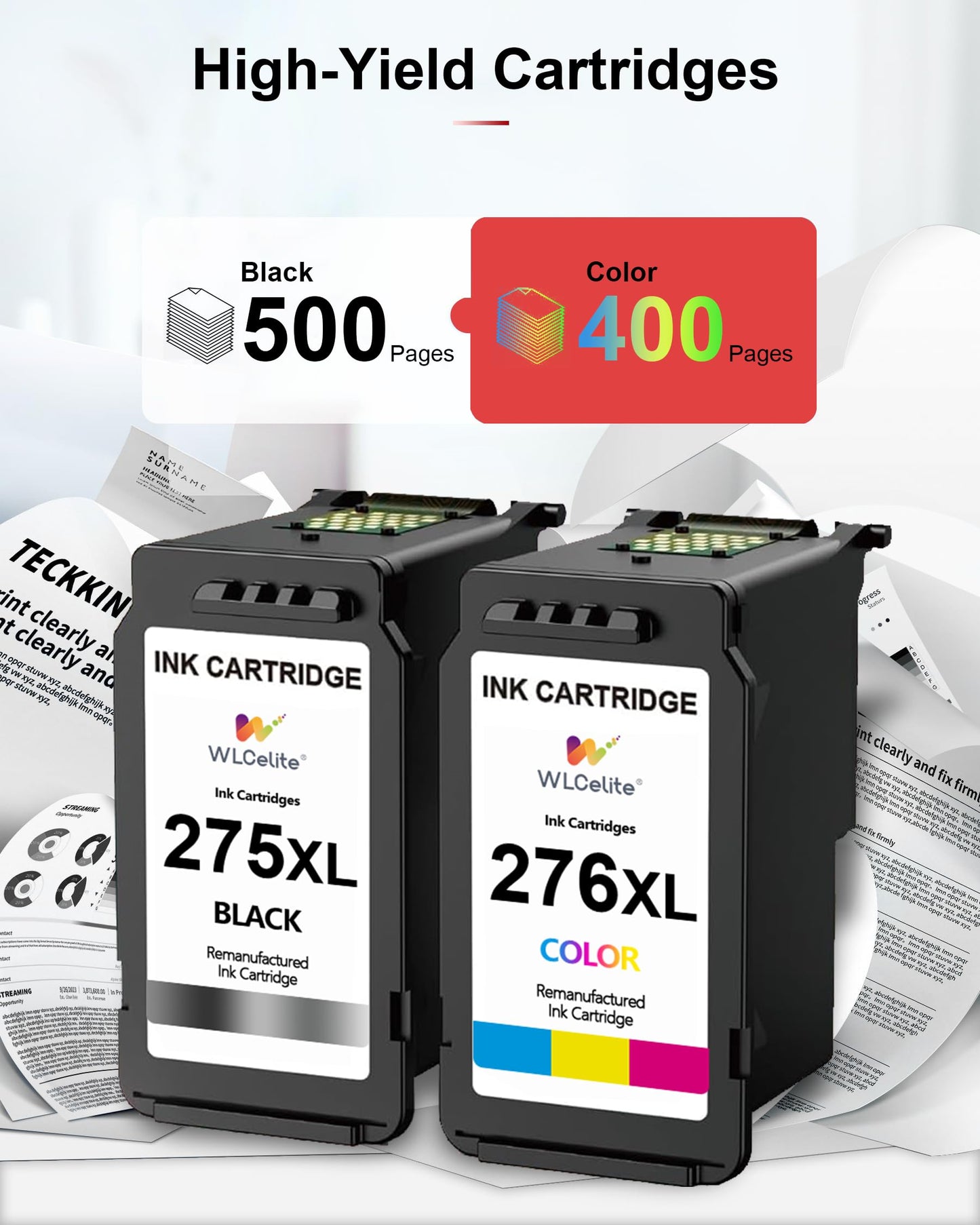 PG-275XL CL-276XL Ink Cartridges 2 Pack High Yield Replacement for Canon 275XL 276XL Ink TS3500 TS3520 TS3522 TS3720 TS3722 TR4700 TR4720 TR4722 Printer (Black, Tri-Color)