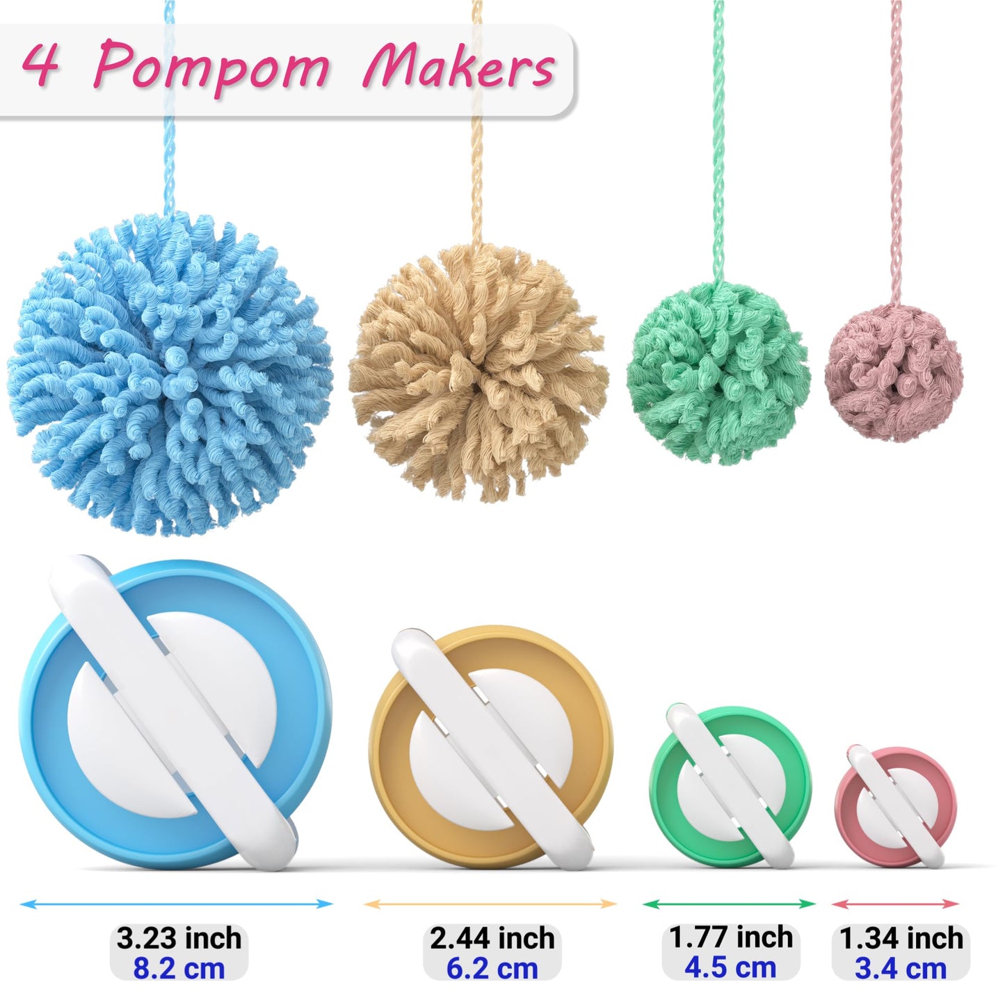 READAEER Knitting Loom Kit with Pompom Maker, Round Knitting Loom for Hat, Rectangular for Blanket Scarf Shawl, Knitting Loom Kit for Beginner