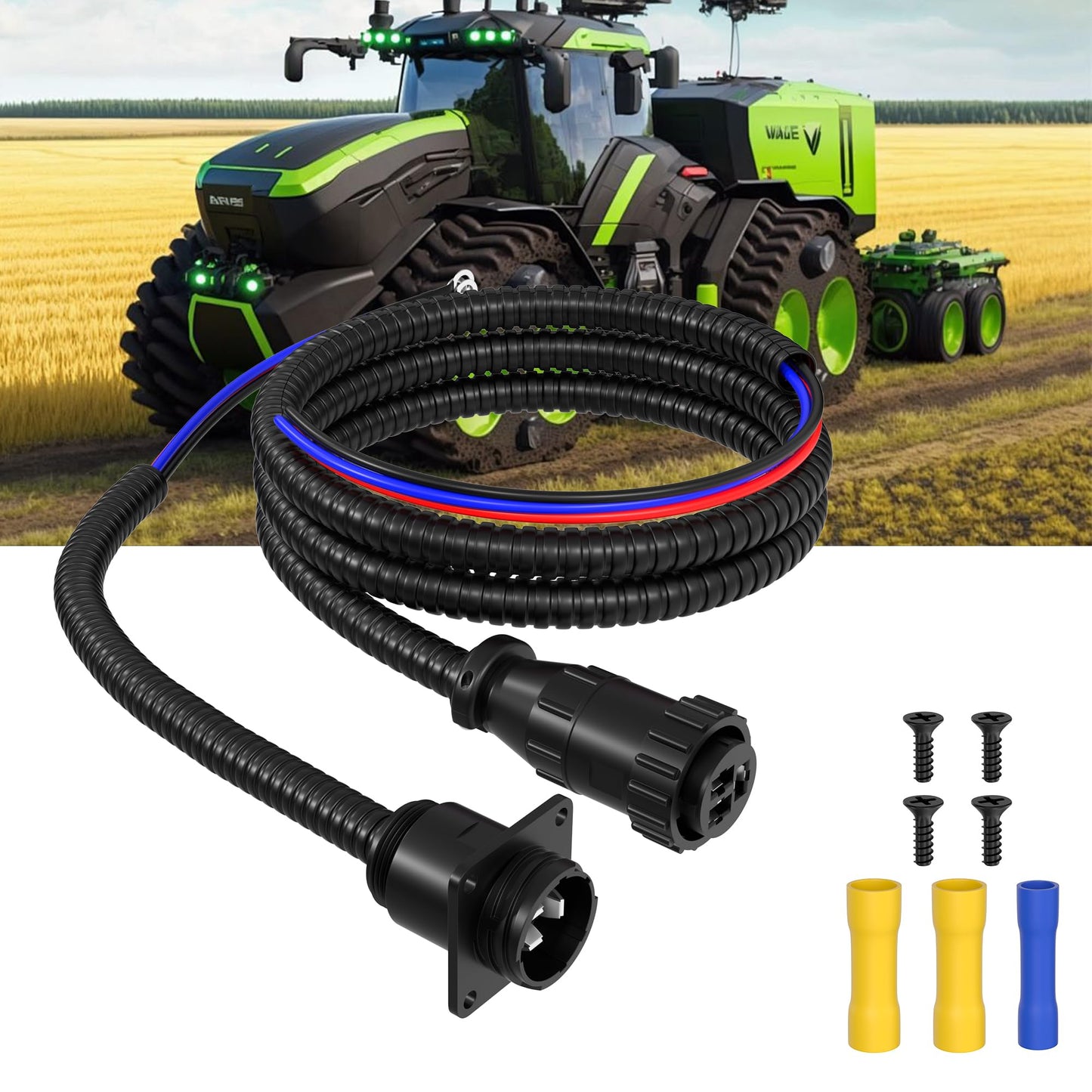 RVMARINEPAT 3 Pin Auxiliary Power Connector 3 Pin Auxiliary Cable 187103A1 & A-RE48525 Tractor Replacement Socket Outlet, Fits John Deere Power Connector & Case-IH Tractor, Replace Cotton Picker