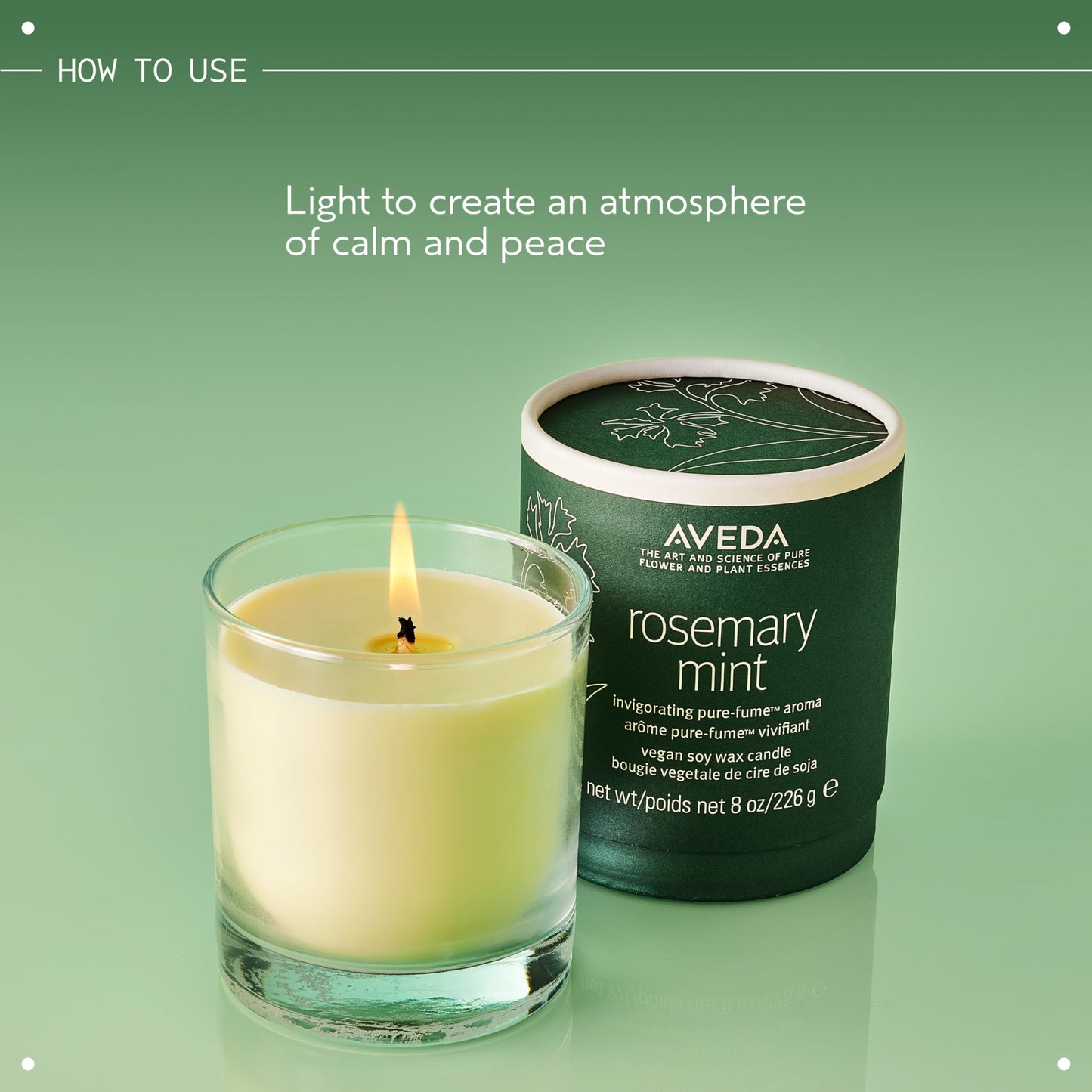 Aveda Rosemary Mint Vegan Soy Wax Candle | Invigorating Aroma of Certified Organic Peppermint, Spearmint, Rosemary | 100% Naturally Derived*